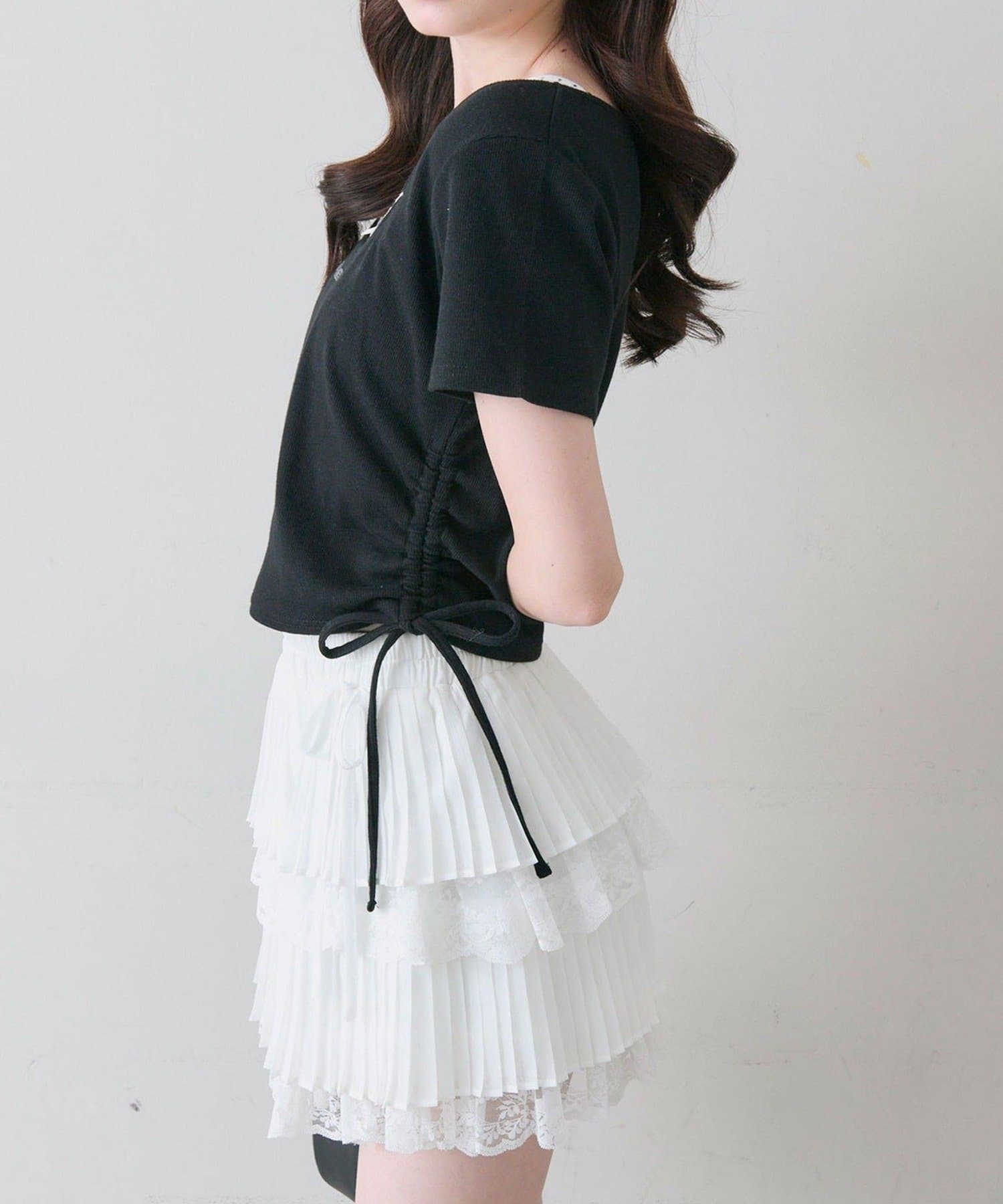 NICE CLAUP / OLIVE des OLIVE OUTLET(ナイスクラップ  / オリーブ デ オリーブ アウトレット) 【OLIVE des OLIVE】レイヤード風ドロストTシャツ