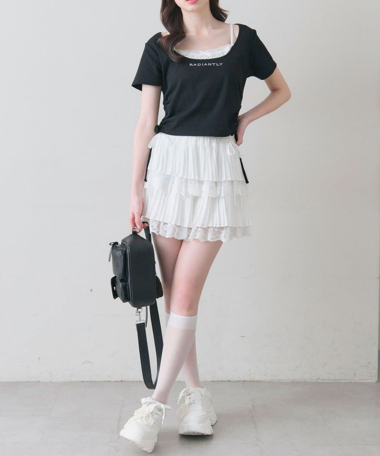 NICE CLAUP / OLIVE des OLIVE OUTLET(ナイスクラップ  / オリーブ デ オリーブ アウトレット) 【OLIVE des OLIVE】レイヤード風ドロストTシャツ