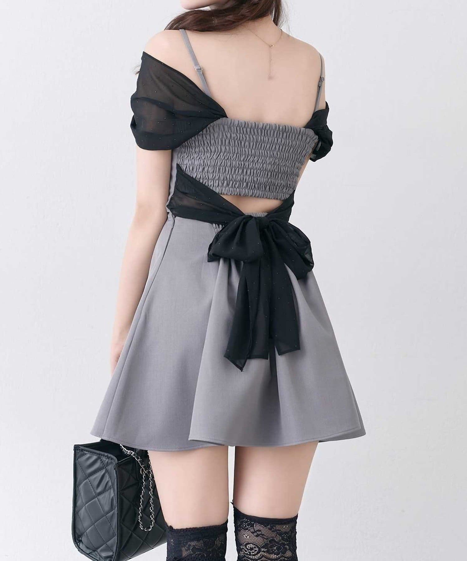 NICE CLAUP / OLIVE des OLIVE OUTLET(ナイスクラップ  / オリーブ デ オリーブ アウトレット) 【Belle Charme】バックリボンフレアキャミワンピース