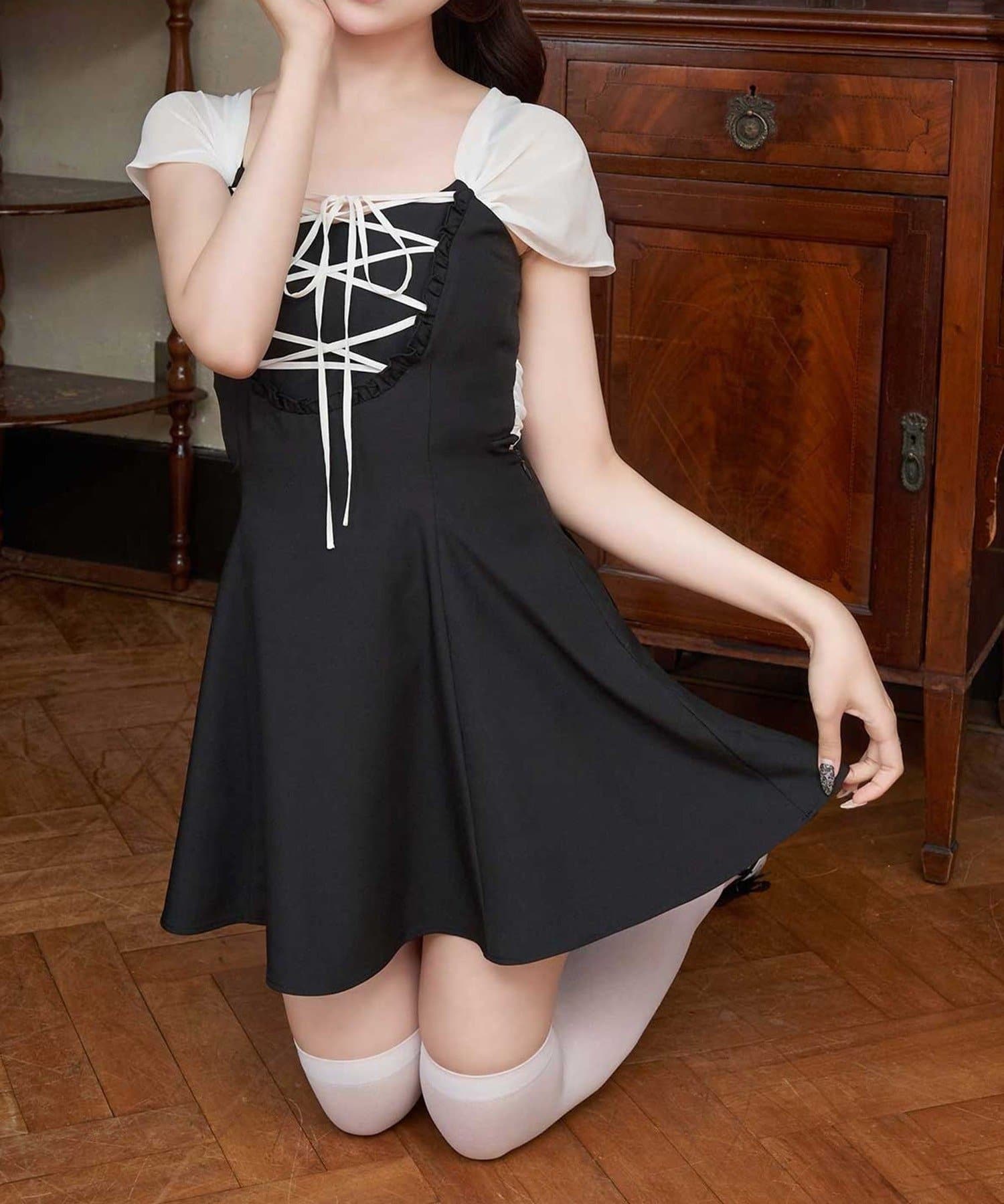 NICE CLAUP / OLIVE des OLIVE OUTLET(ナイスクラップ  / オリーブ デ オリーブ アウトレット) 【Belle Charme】バックリボンフレアキャミワンピース