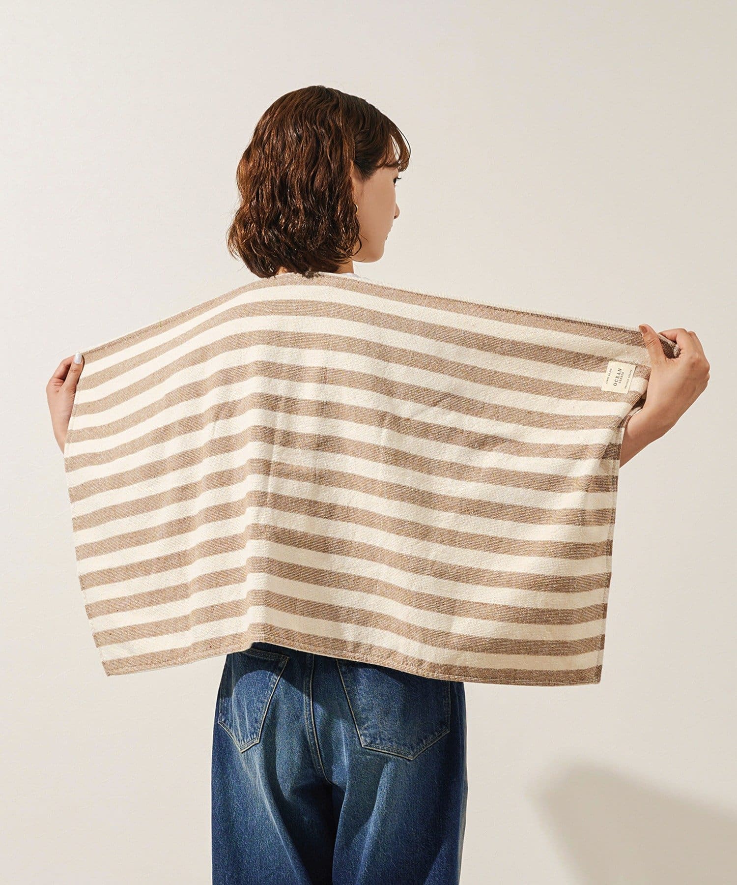 3COINS(スリーコインズ) ボーダーミニバスタオル：100×50cm
