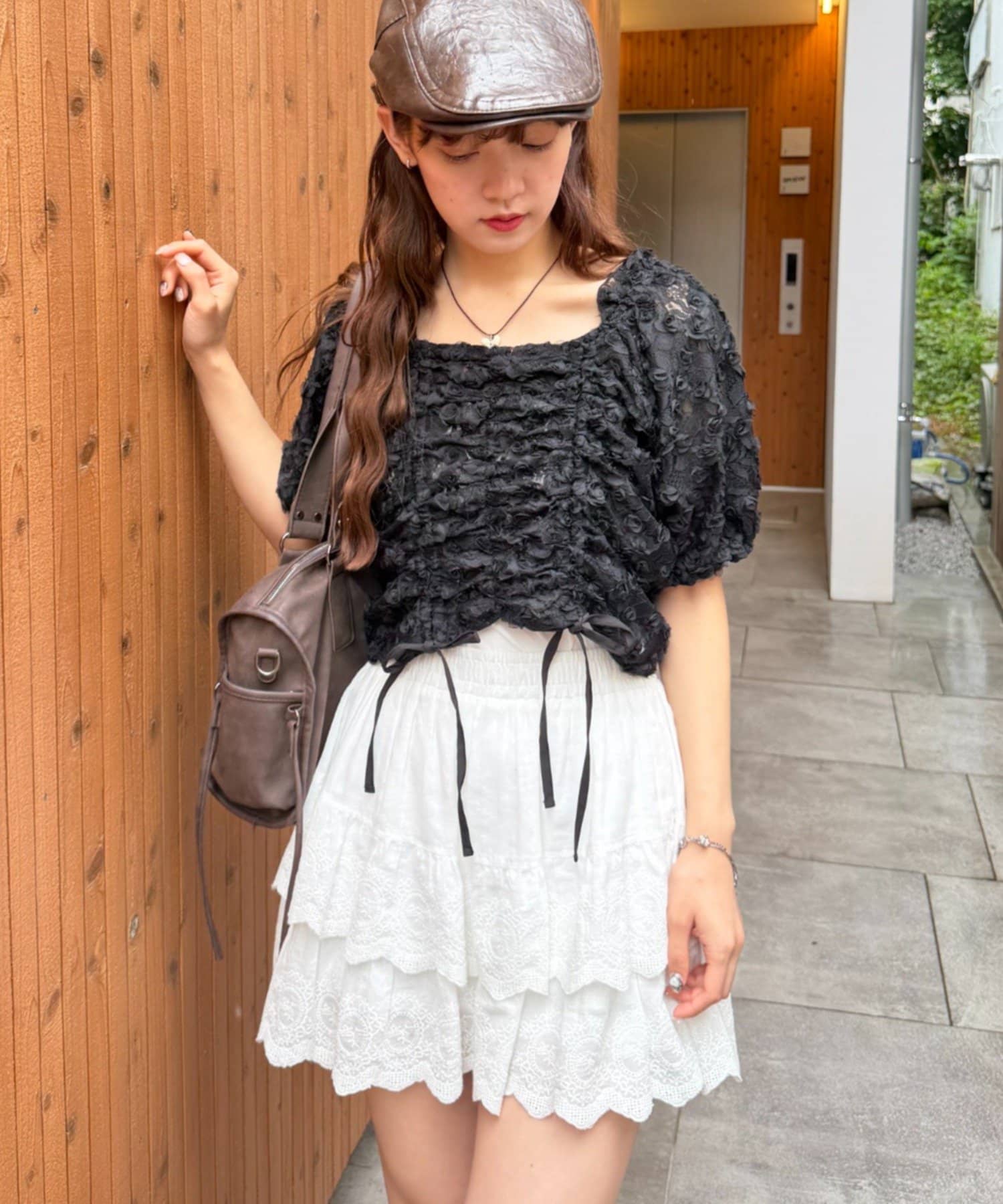 w closet(ダブルクローゼット) フラワーレースドロストブラウス 夏服