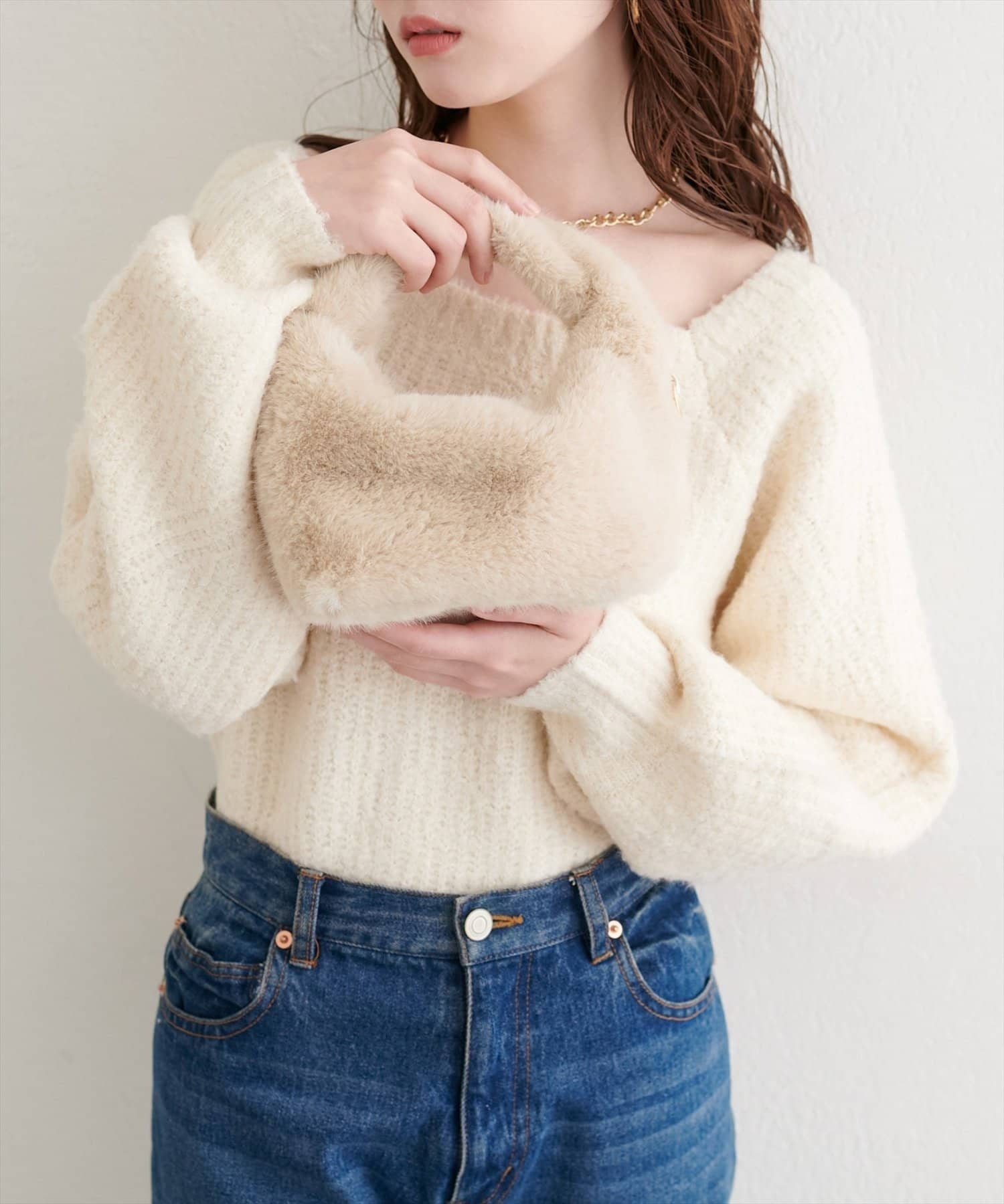 NICE CLAUP / OLIVE des OLIVE OUTLET(ナイスクラップ  / オリーブ デ オリーブ アウトレット) ショルダー付きファーバッグ