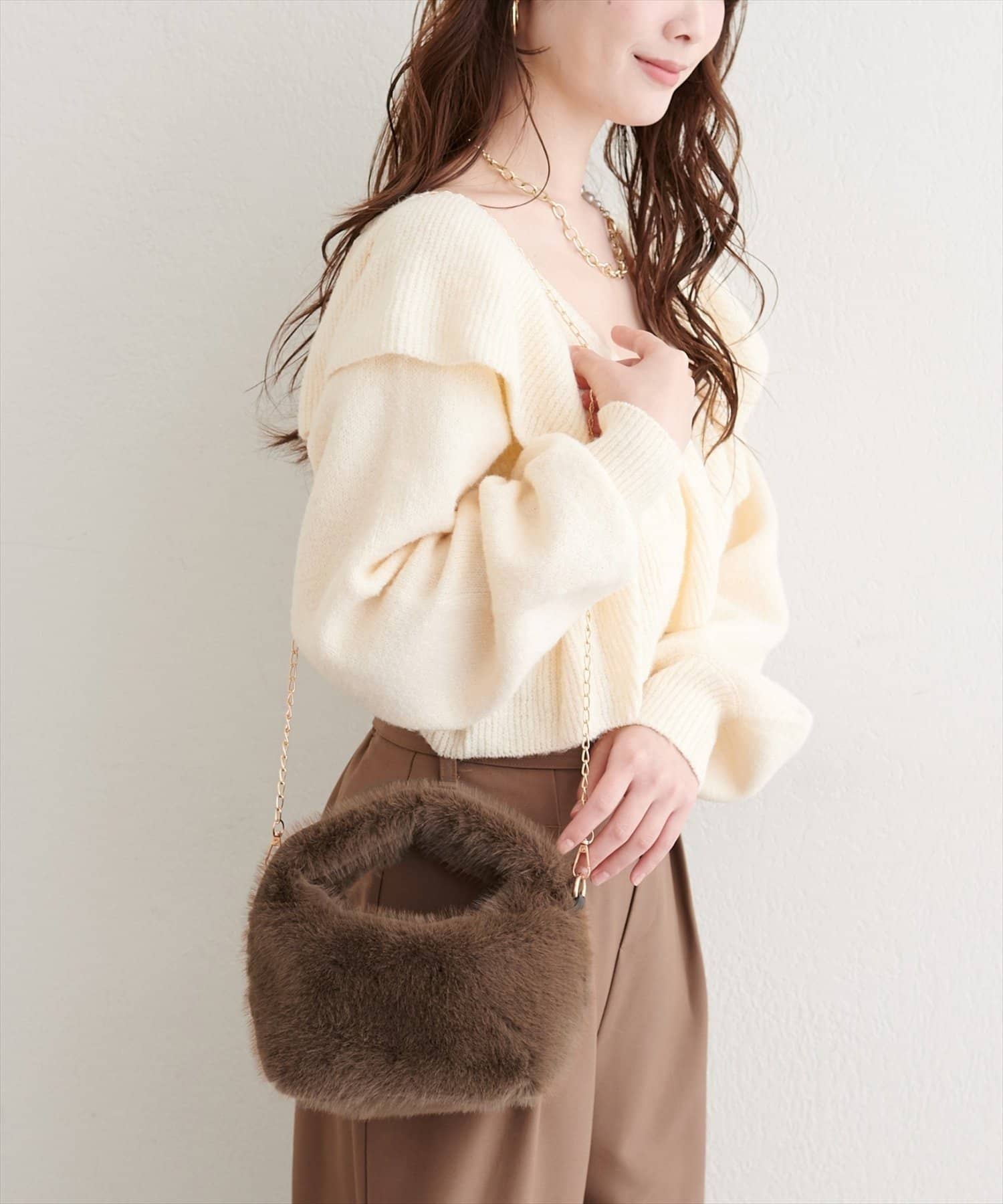 NICE CLAUP / OLIVE des OLIVE OUTLET(ナイスクラップ  / オリーブ デ オリーブ アウトレット) ショルダー付きファーバッグ