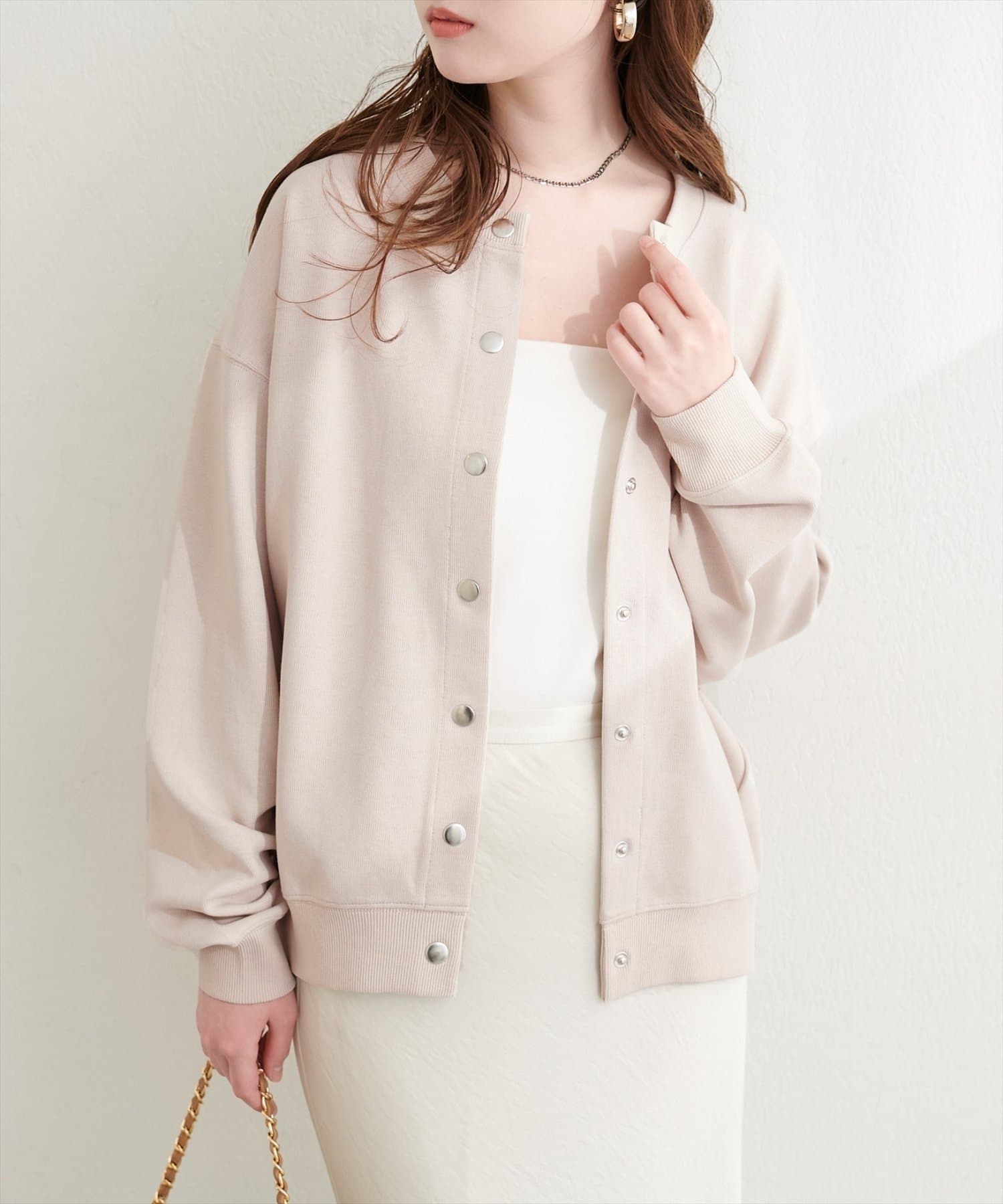 NICE CLAUP / OLIVE des OLIVE OUTLET(ナイスクラップ  / オリーブ デ オリーブ アウトレット) 【natural couture】ダブルフェイスカットカーディガン