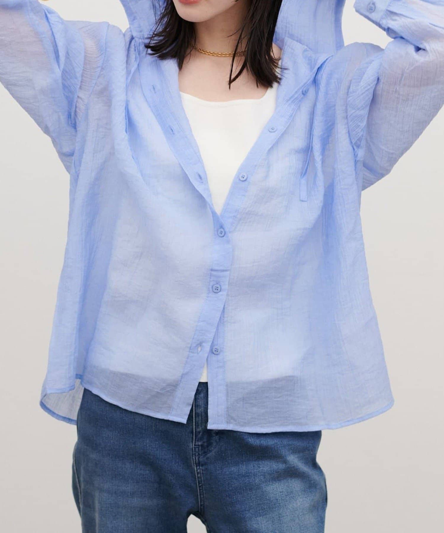 NICE CLAUP / OLIVE des OLIVE OUTLET(ナイスクラップ  / オリーブ デ オリーブ アウトレット) 【LARUTA】シアーワッシャーフーディーシャツ