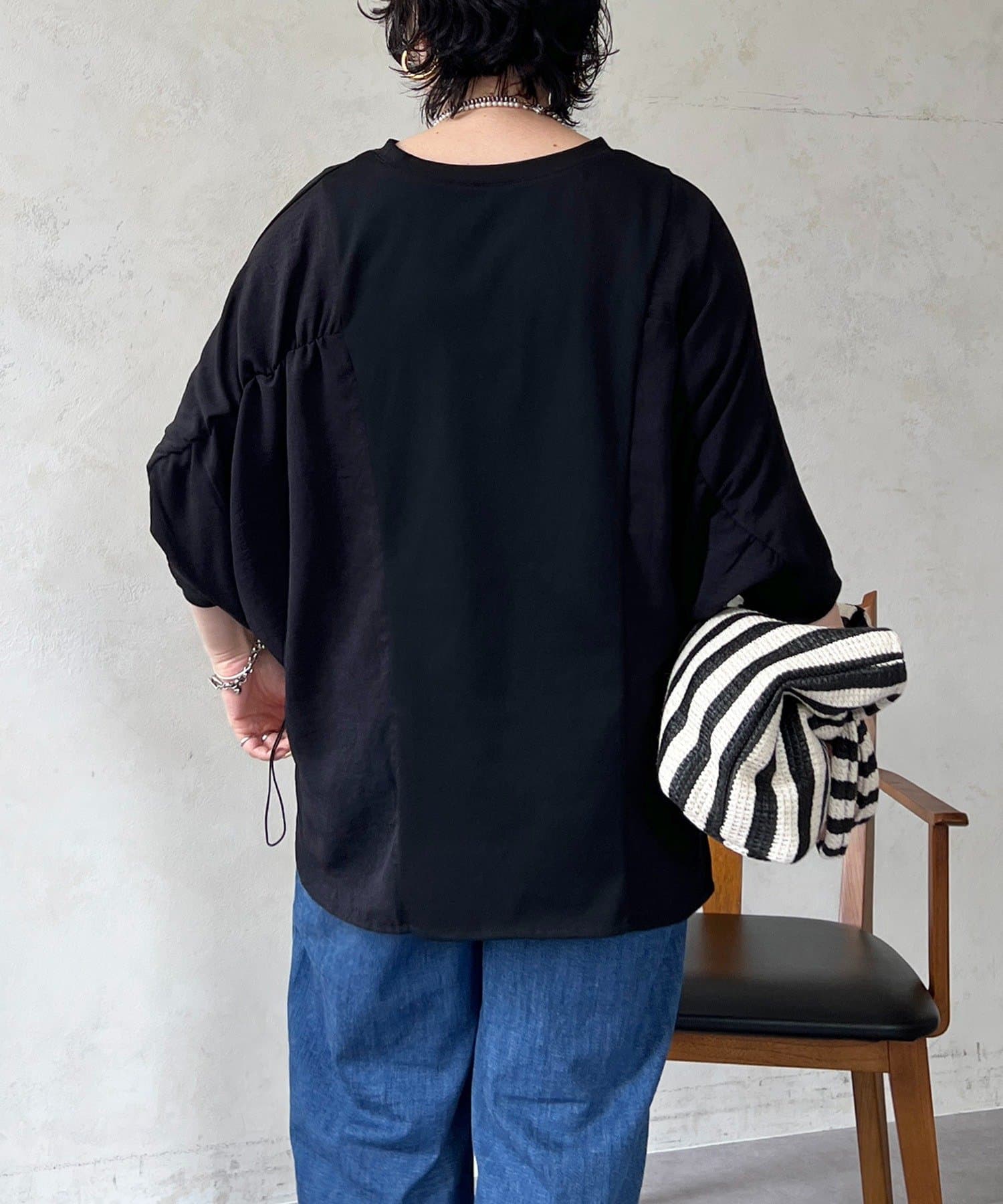 un dix cors(アンディコール) 異素材シャーリングプルオーバー