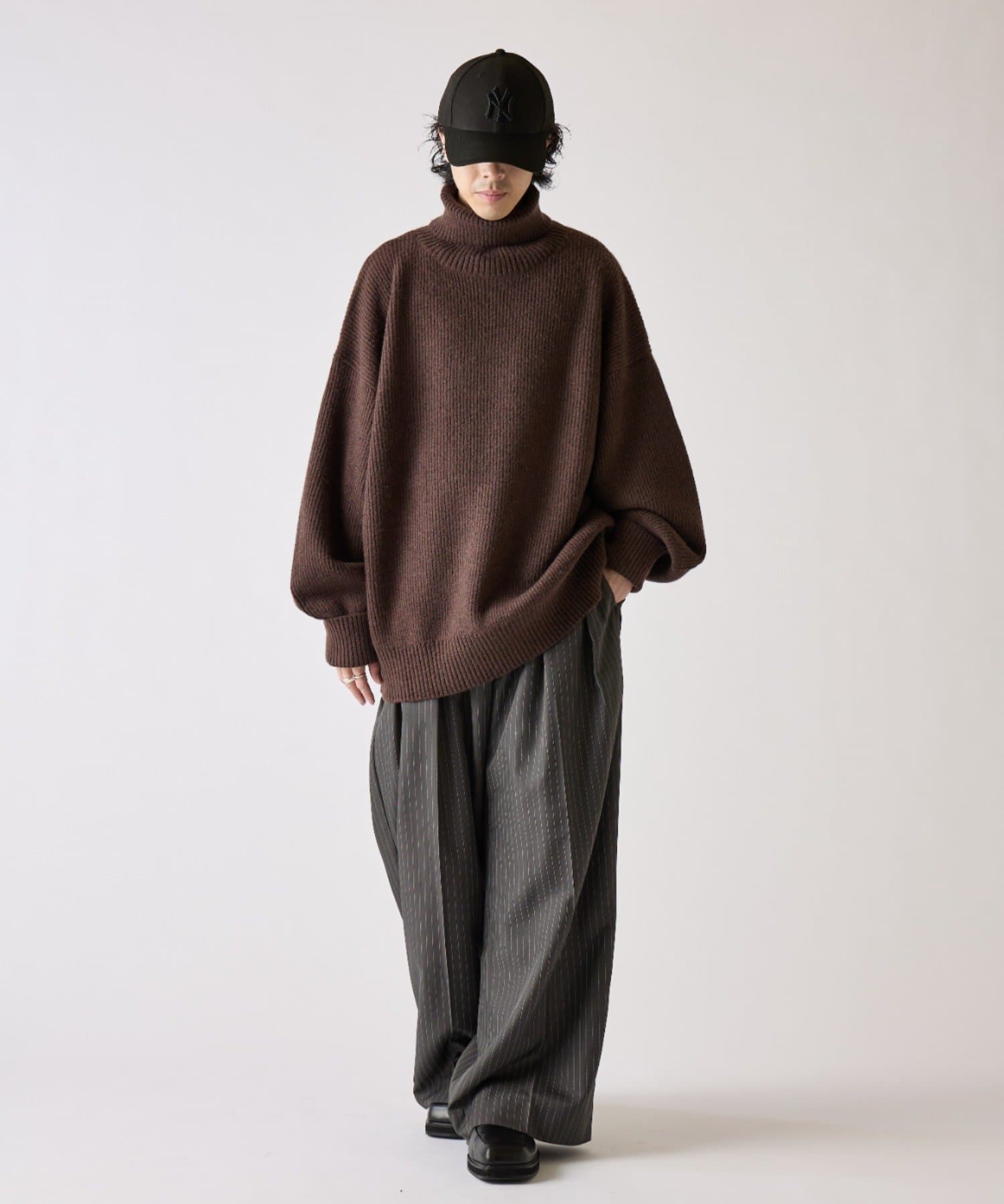 Lui's(ルイス) 【Neucon】畦編みオーバートップルーズタートルネックニット
