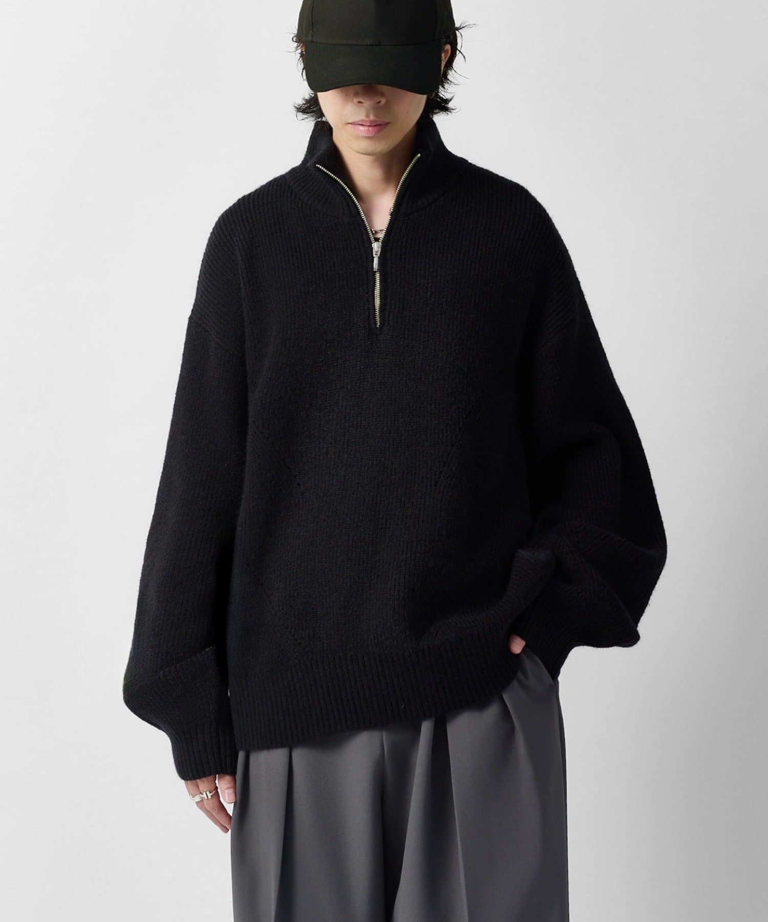 Lui's(ルイス) 【Neucon】畦編みデザインオーバーハーフジップニット