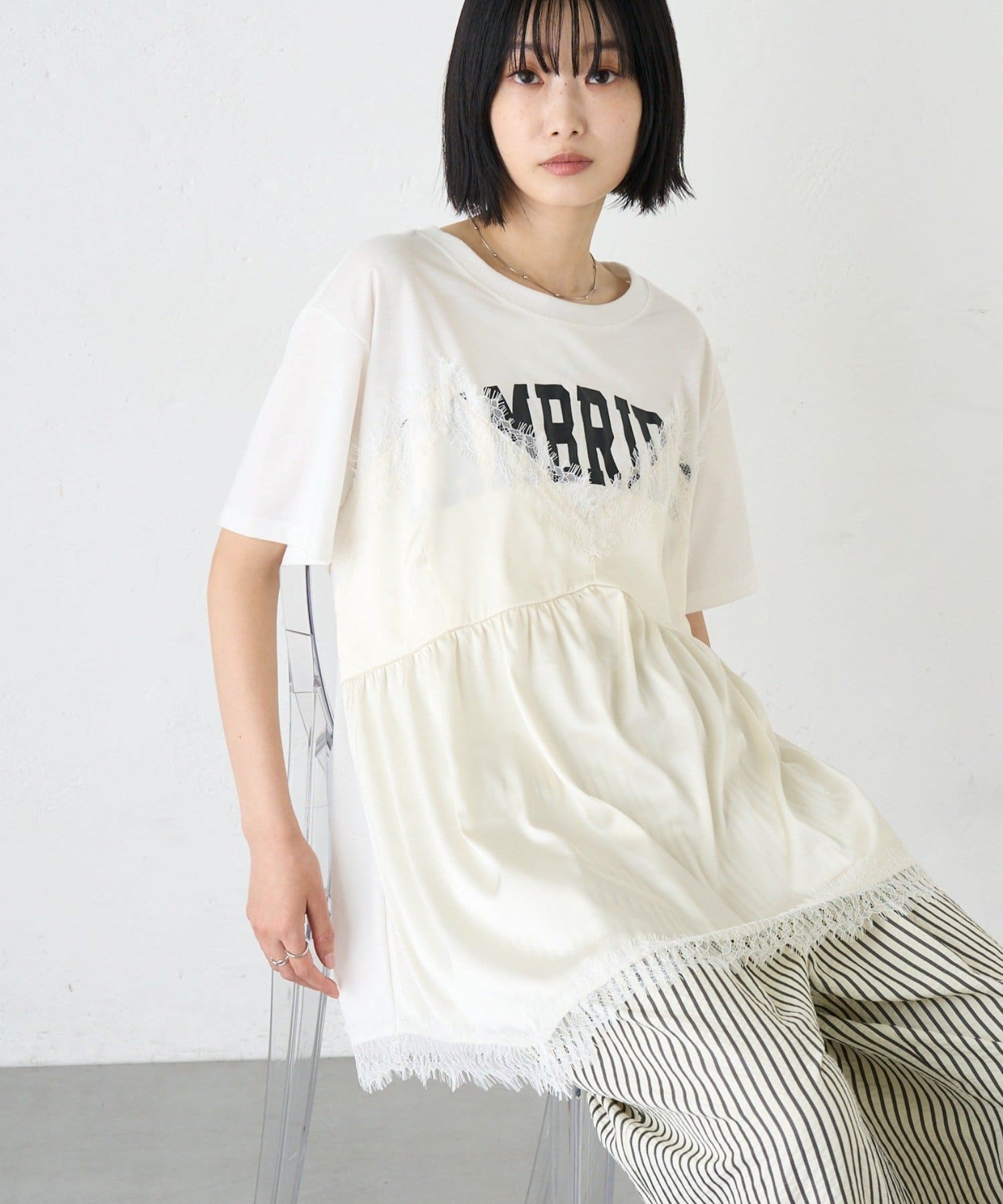 CIAOPANIC TYPY(チャオパニックティピー) 【WEB限定】サテンレースランジェリードッキングTee
