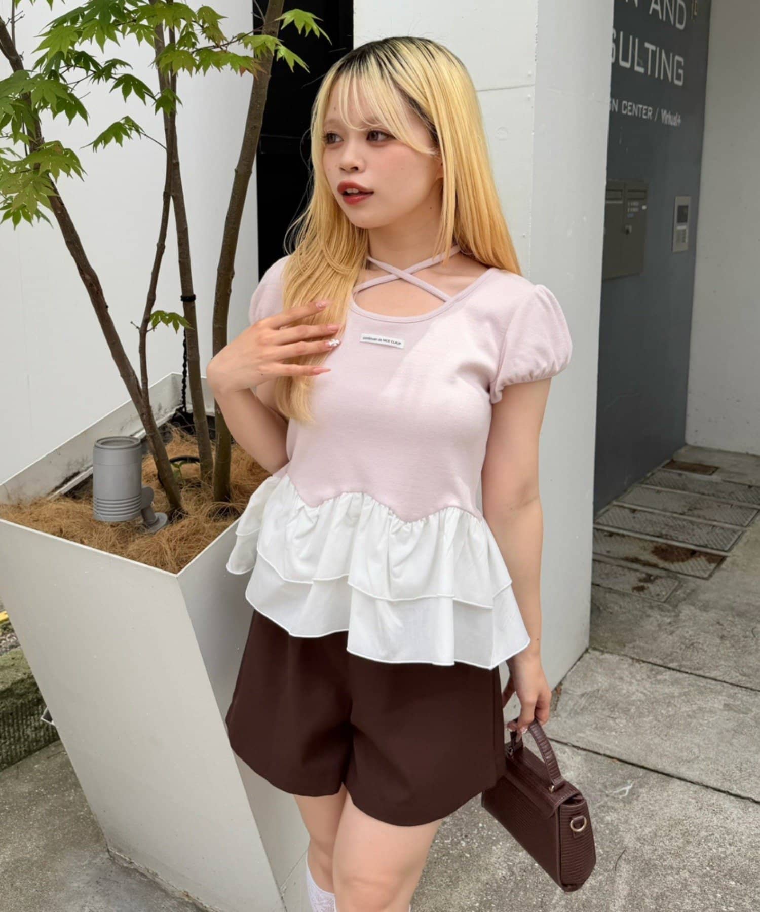 NICE CLAUP / OLIVE des OLIVE OUTLET(ナイスクラップ  / オリーブ デ オリーブ アウトレット) 【continuer】フリフリペプラムパフT