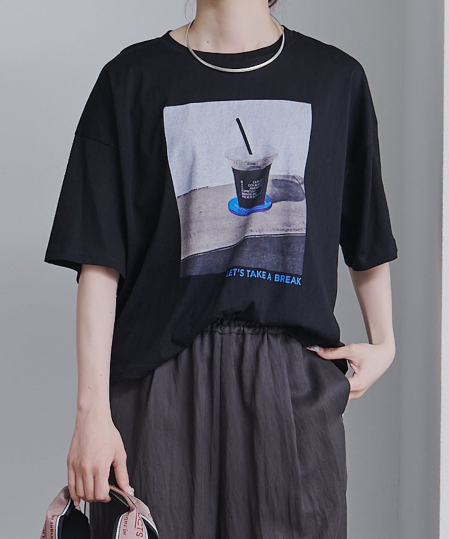 PUAL CE CIN(ピュアルセシン) コーヒーフォトプリントTシャツ