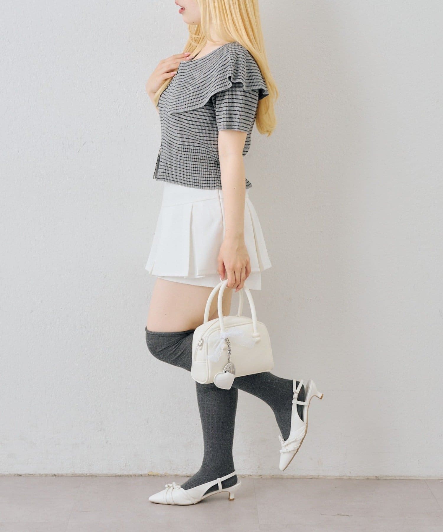 NICE CLAUP / OLIVE des OLIVE OUTLET(ナイスクラップ  / オリーブ デ オリーブ アウトレット) 【continuer】BIG衿ラメZIPカーディガン