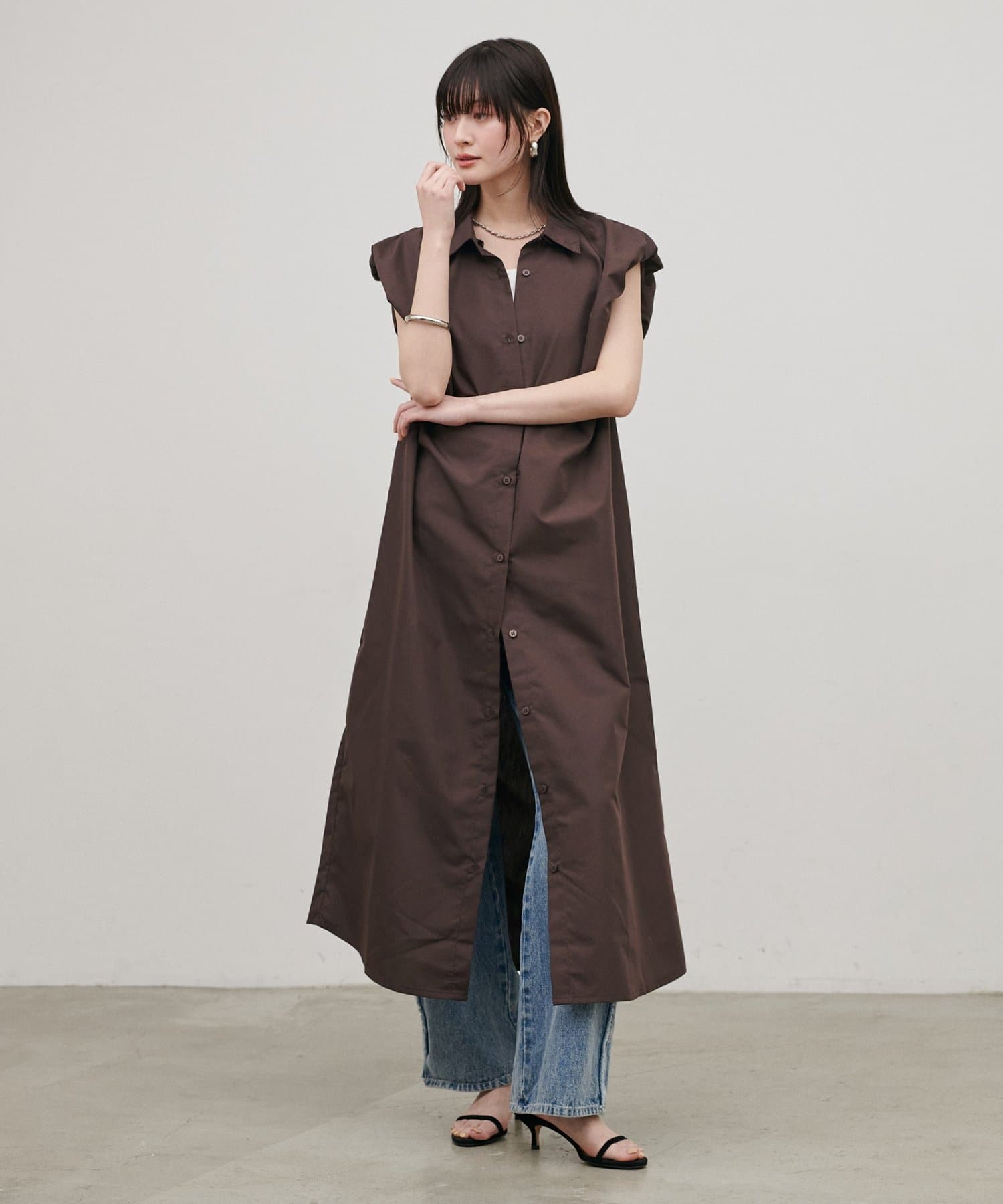 LARUTA(ラルータ) ［WEB限定］ブロードバルーンスリーブシャツワンピース