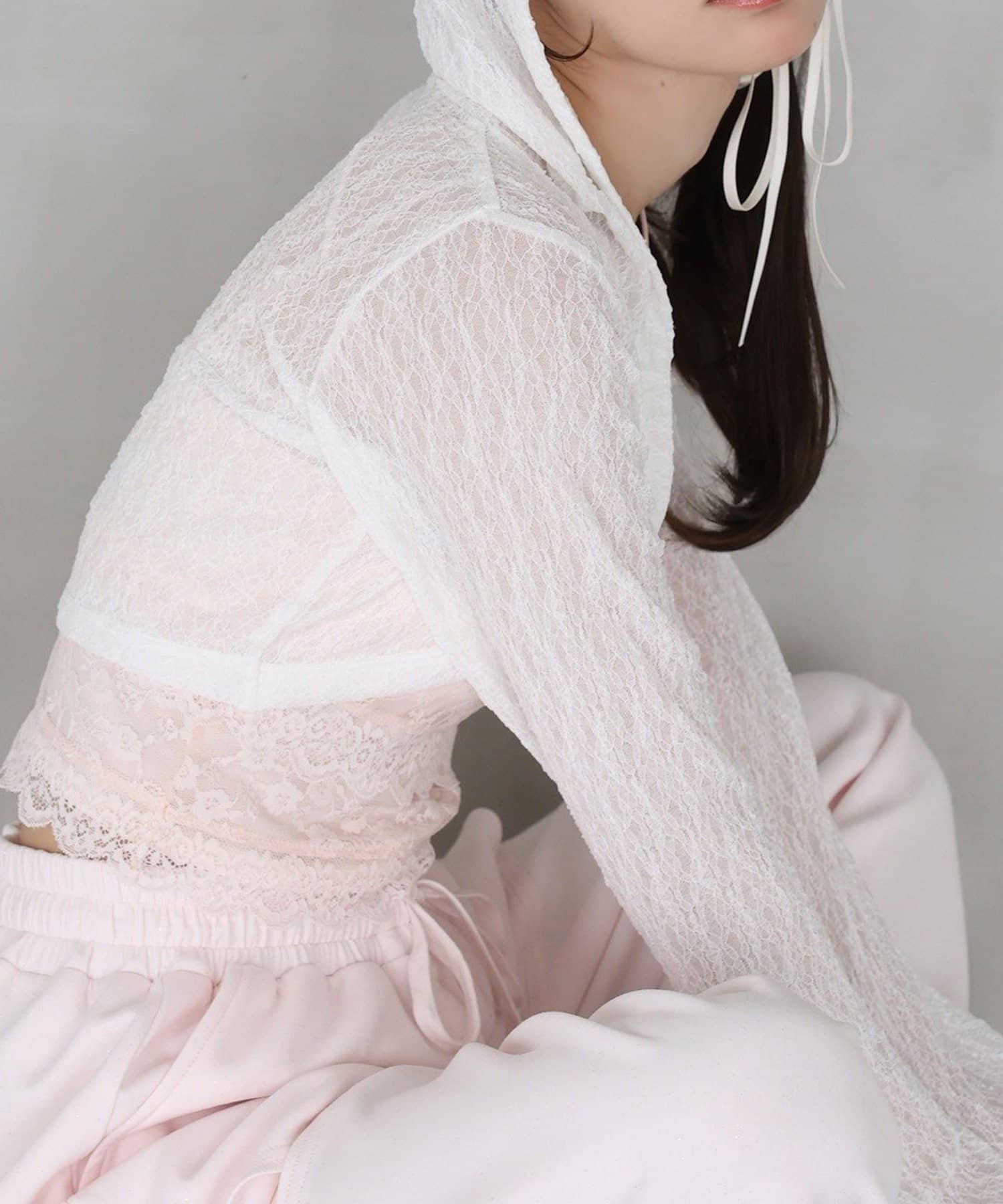 NICE CLAUP / OLIVE des OLIVE OUTLET(ナイスクラップ  / オリーブ デ オリーブ アウトレット) 【one after another】ロゴプレート付きフーディーボレロ