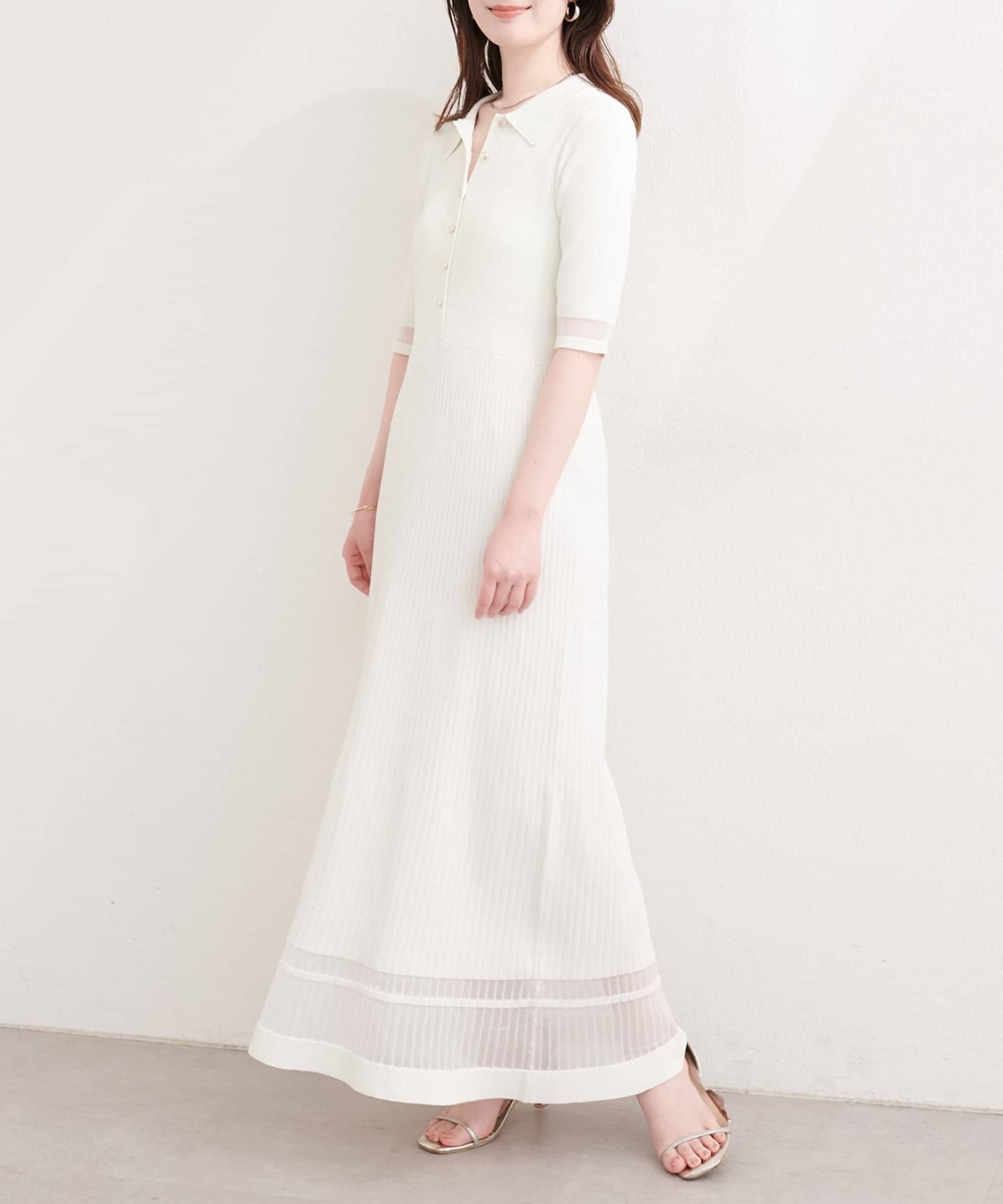 natural couture(ナチュラルクチュール) シアーデザインニットワンピース