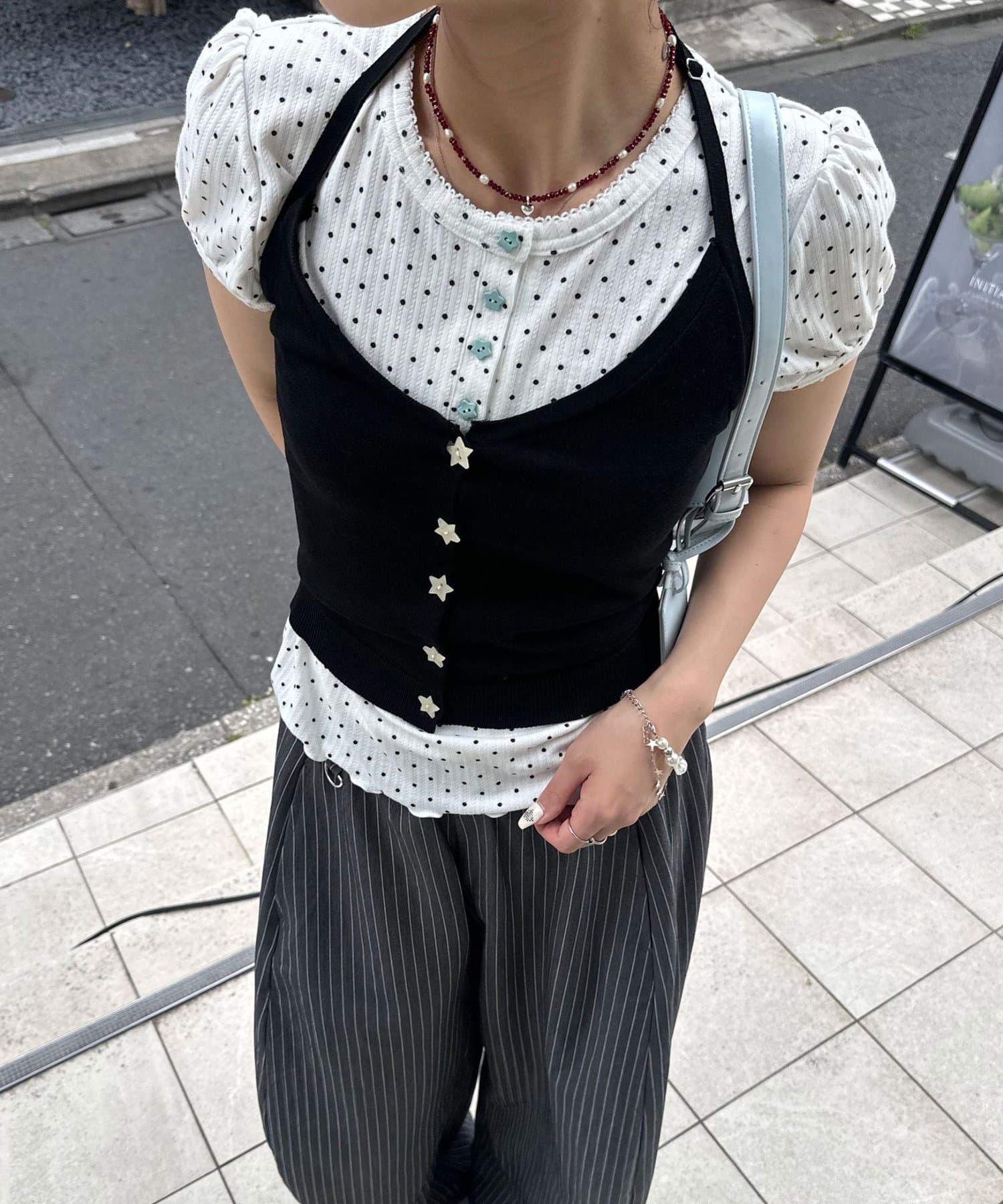 CIAOPANIC(チャオパニック) 【WEB限定】ホルターネックレイヤードスターボタンキャミソール