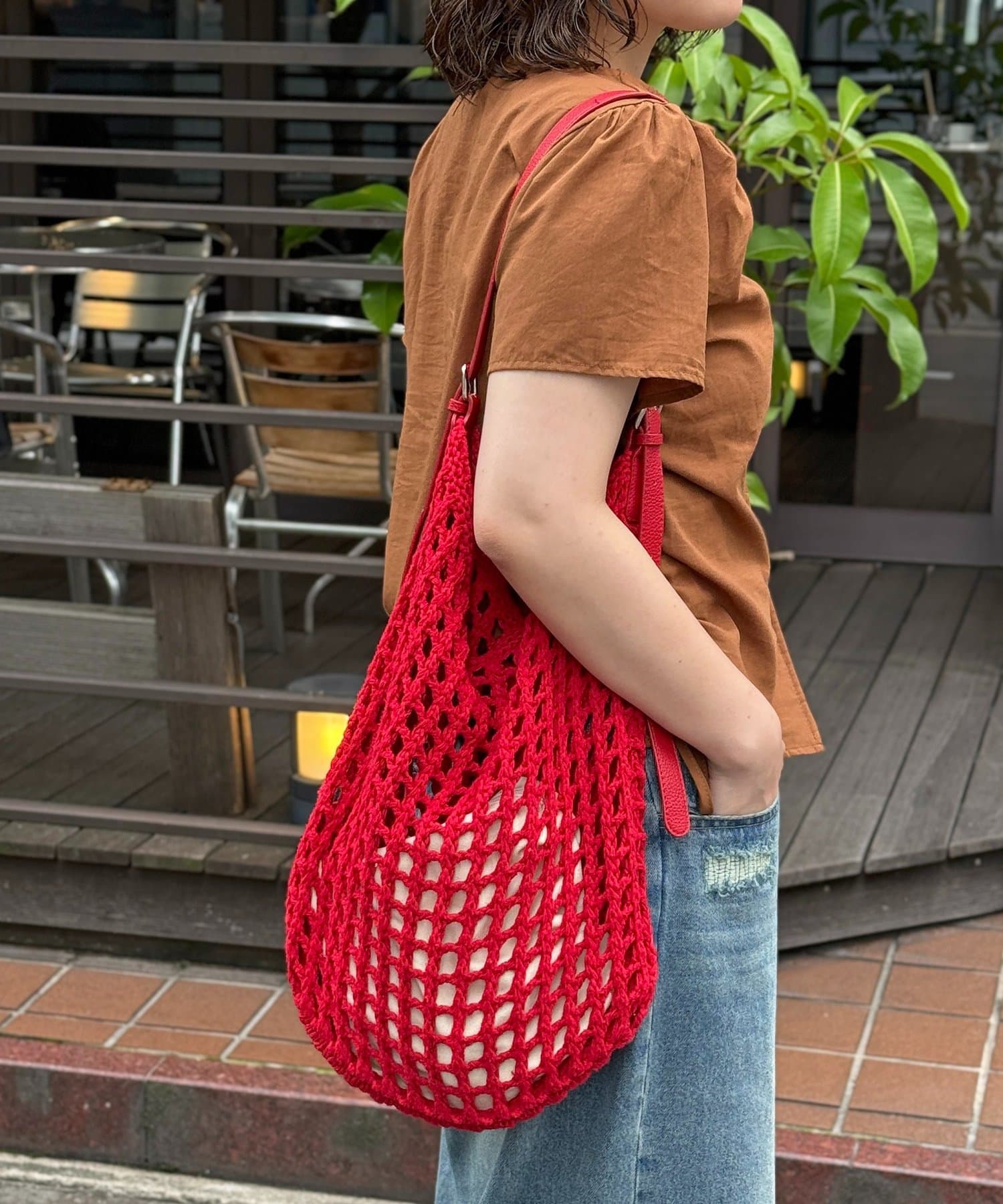 CPCM(シーピーシーエム) カラーニットメッシュバッグ