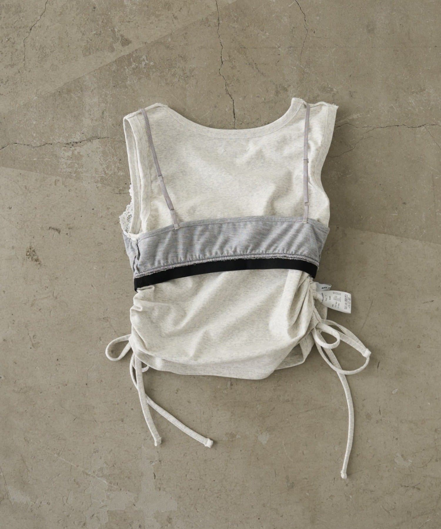 RAY CASSIN(レイカズン) カップ付きレイヤードタンクトップ / オフショルTシャツ