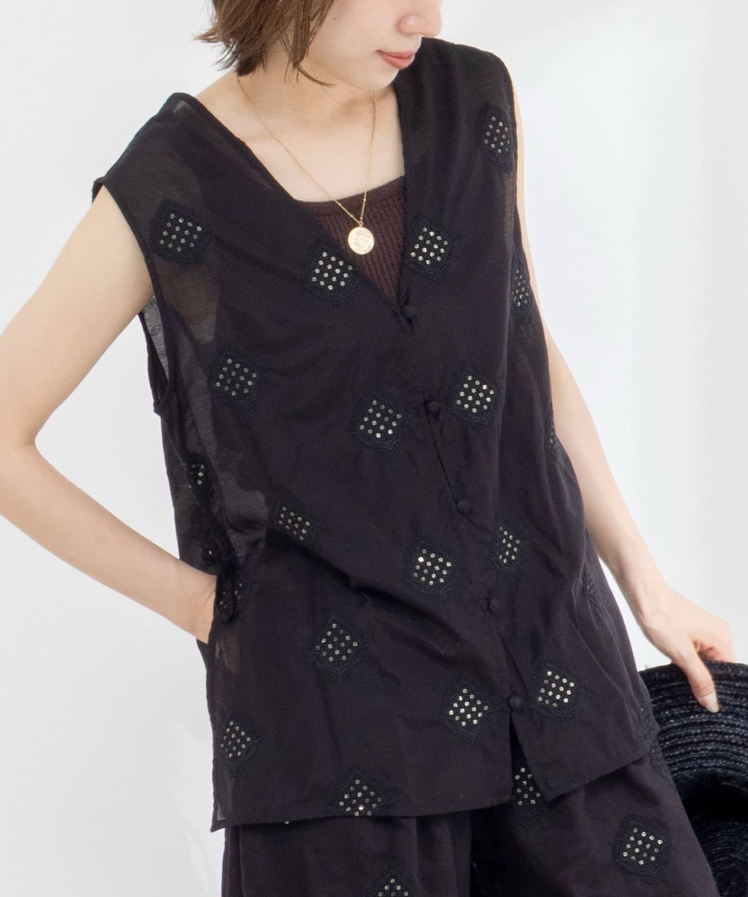 NOLLEY'S(ノーリーズ) 2WAYインド刺繍ベスト