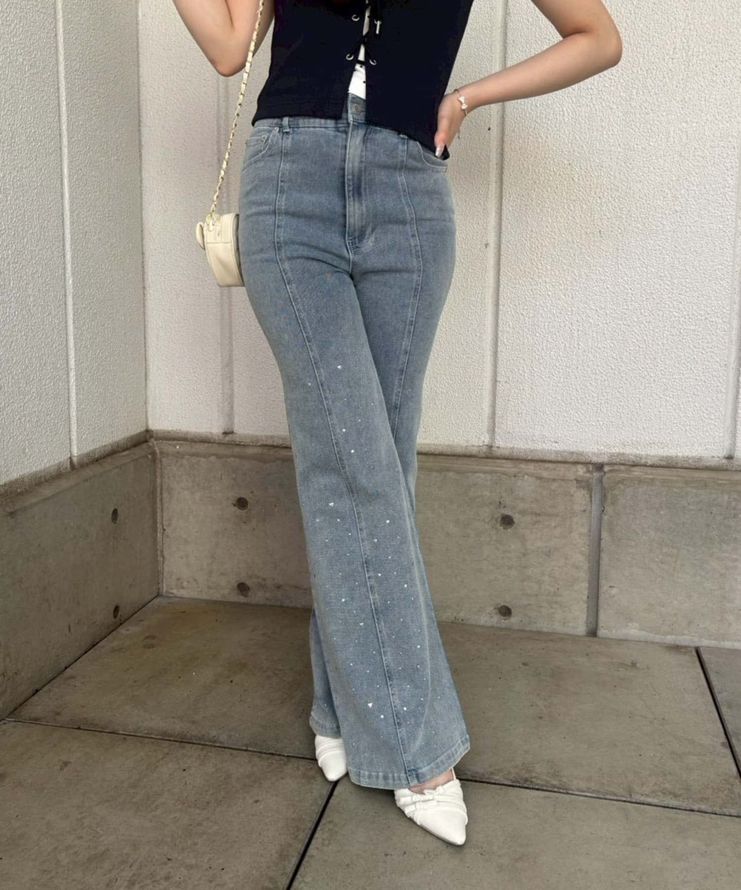 NICE CLAUP / OLIVE des OLIVE OUTLET(ナイスクラップ  / オリーブ デ オリーブ アウトレット) 【continuer】いろんなキラキラセミフレアデニム