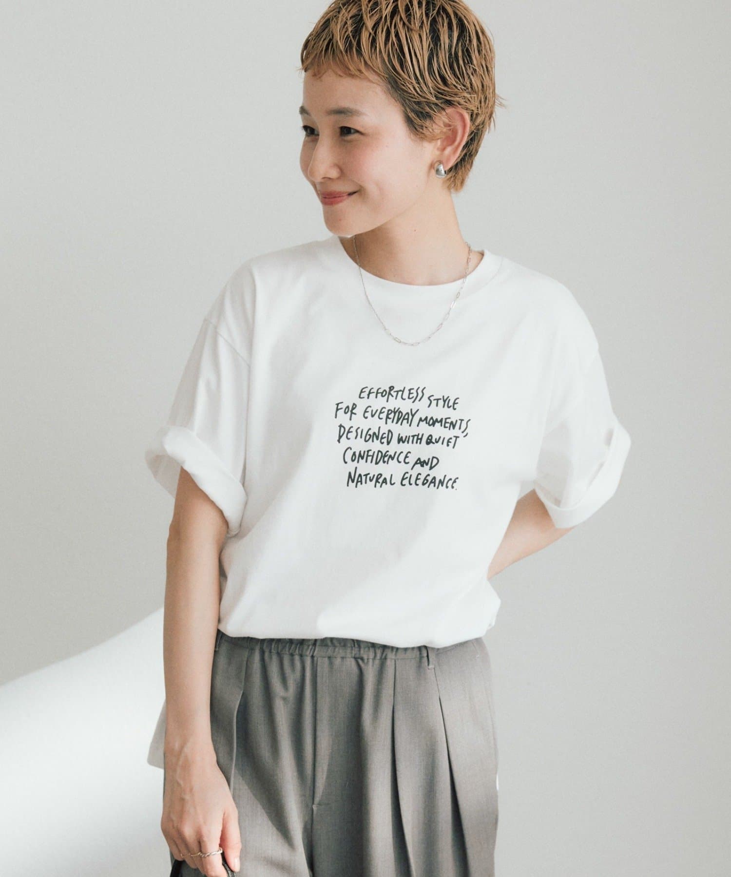 PUAL CE CIN(ピュアルセシン) 【＠kokiminitaコラボ】ロゴプリント×ロゴ刺繍Tシャツ
