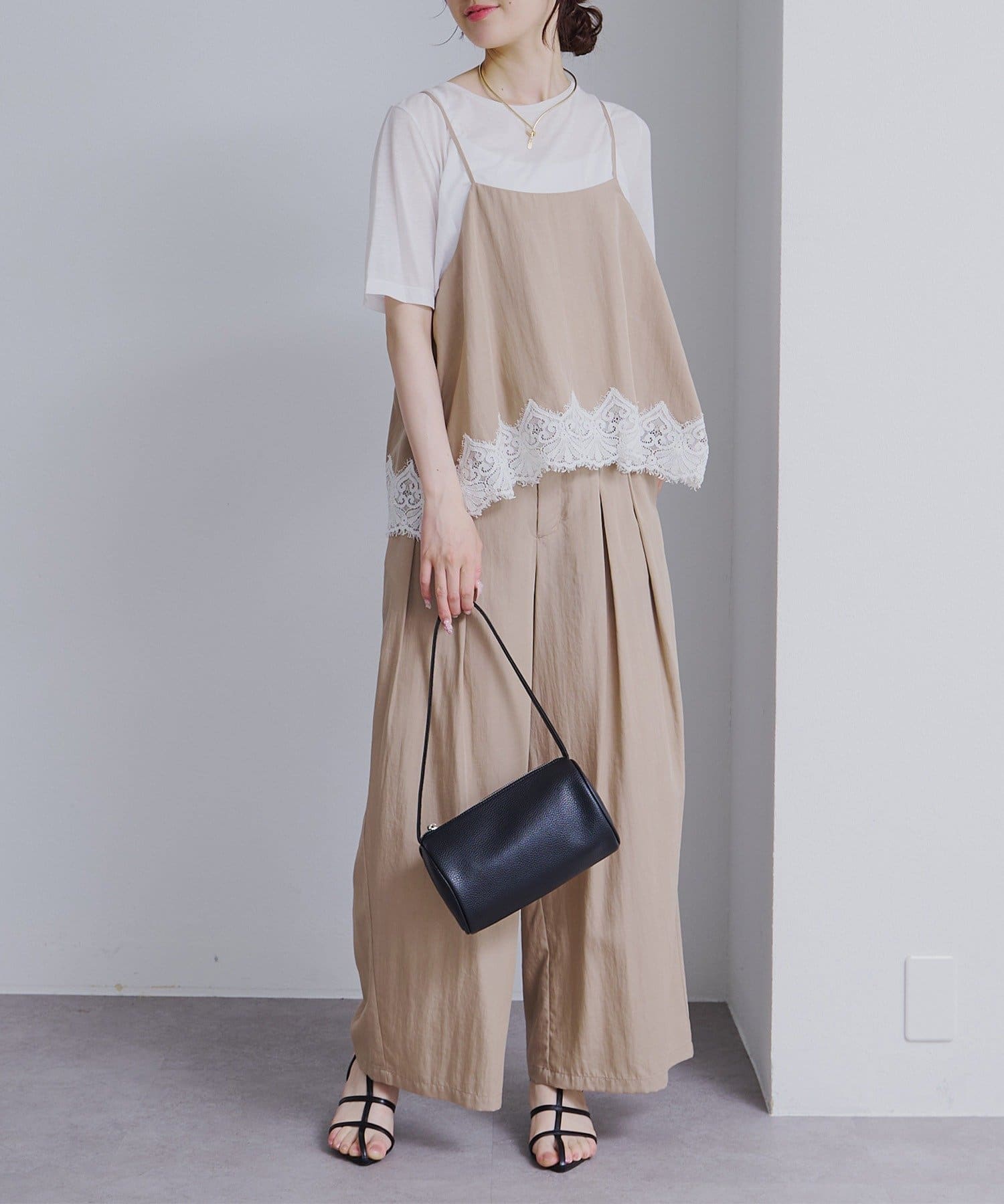 PUAL CE CIN(ピュアルセシン) 【SET ITEM】レースヘムキャミソール+スラックスパンツセット