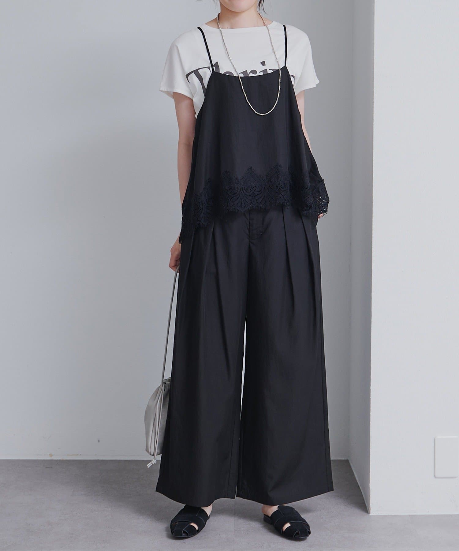 PUAL CE CIN(ピュアルセシン) 【SET ITEM】レースヘムキャミソール+スラックスパンツセット