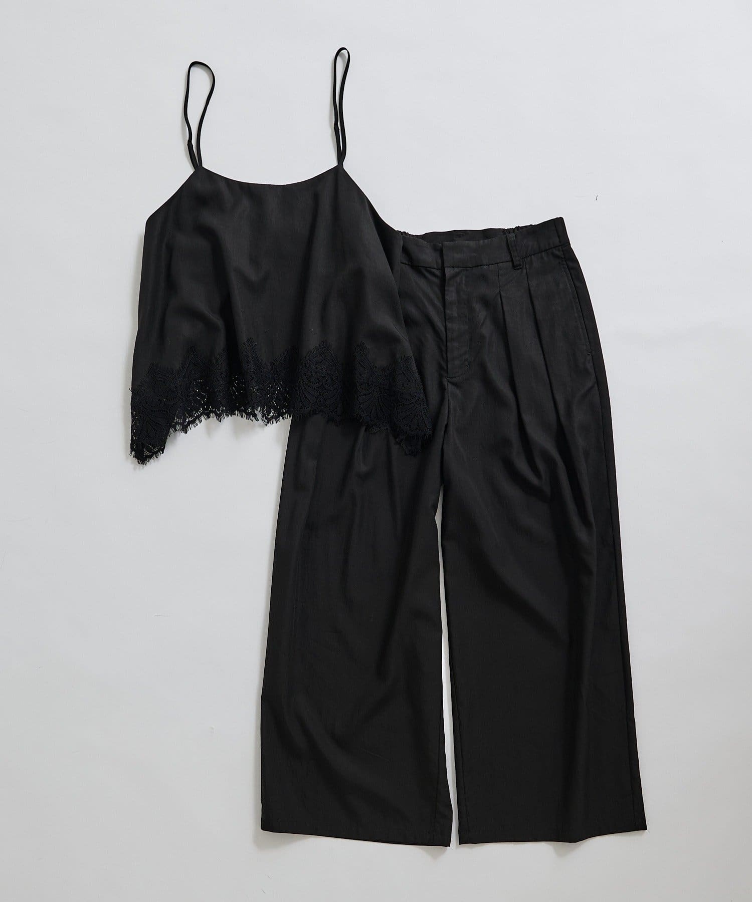 PUAL CE CIN(ピュアルセシン) 【SET ITEM】レースヘムキャミソール+スラックスパンツセット