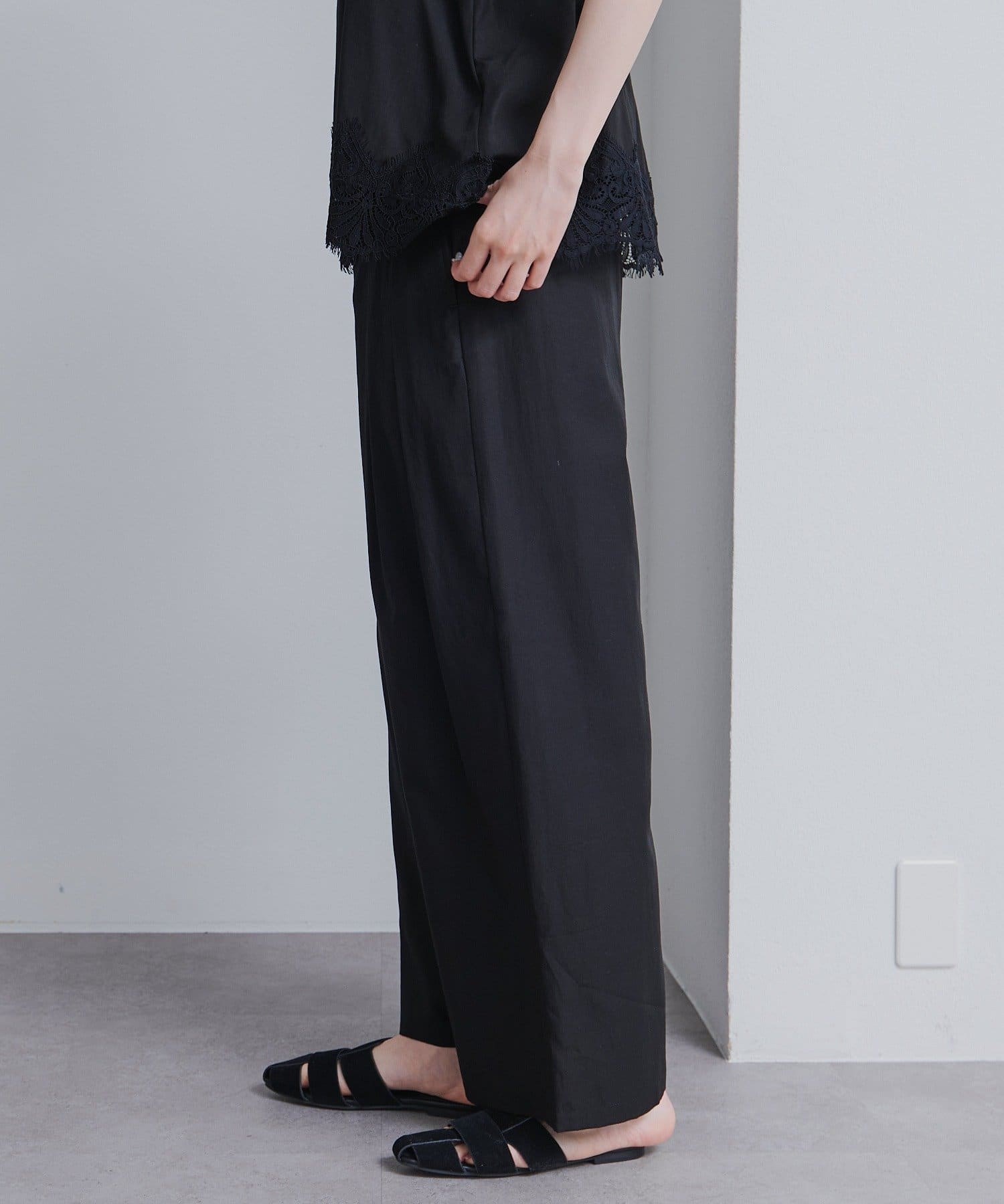 PUAL CE CIN(ピュアルセシン) 【SET ITEM】レースヘムキャミソール+スラックスパンツセット