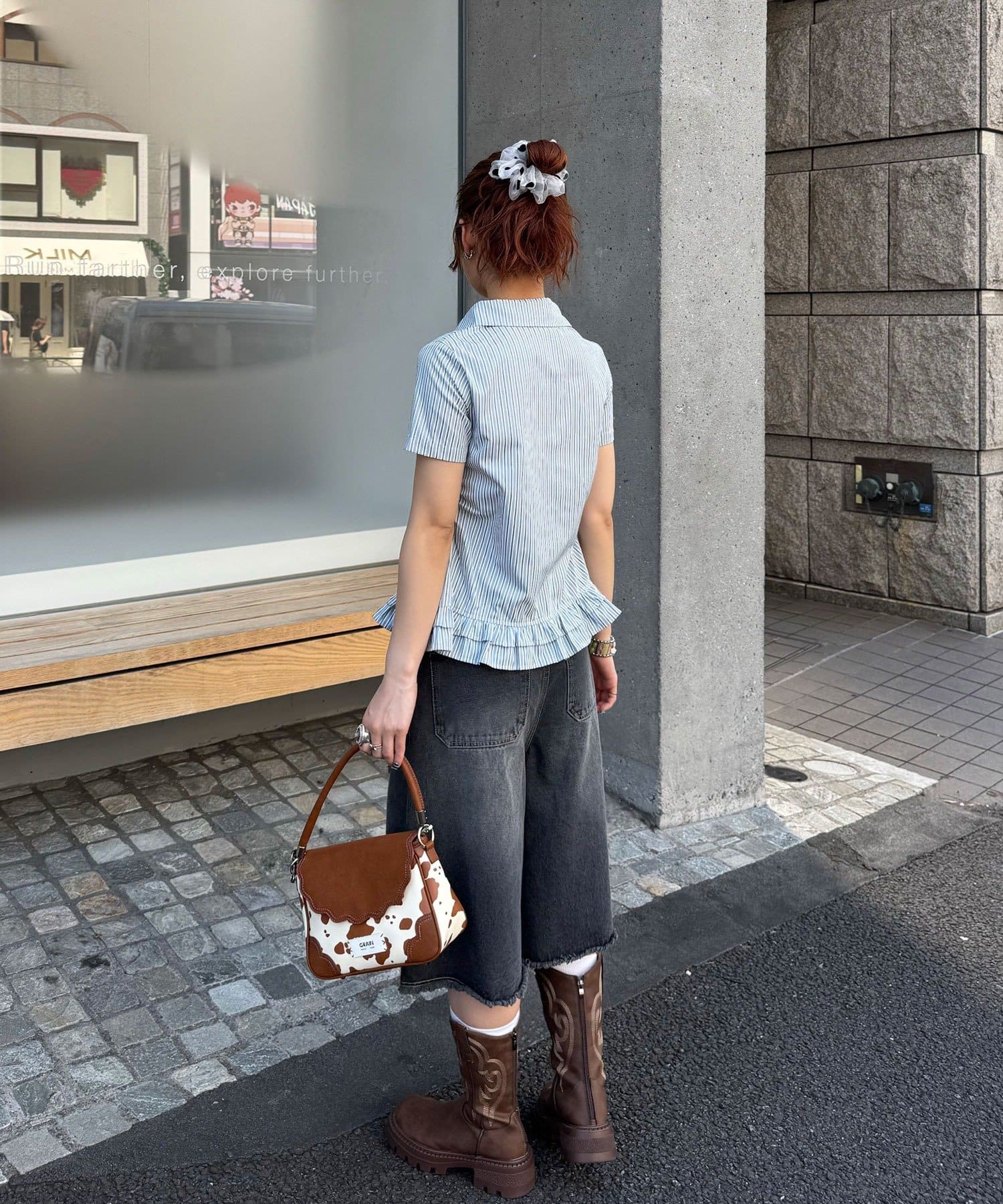 CIAOPANIC(チャオパニック) 【♡20で1500円OFFクーポン！？】【WEB限定】【ドット柄/ストライプ】裾フリルコンパクトシャツ