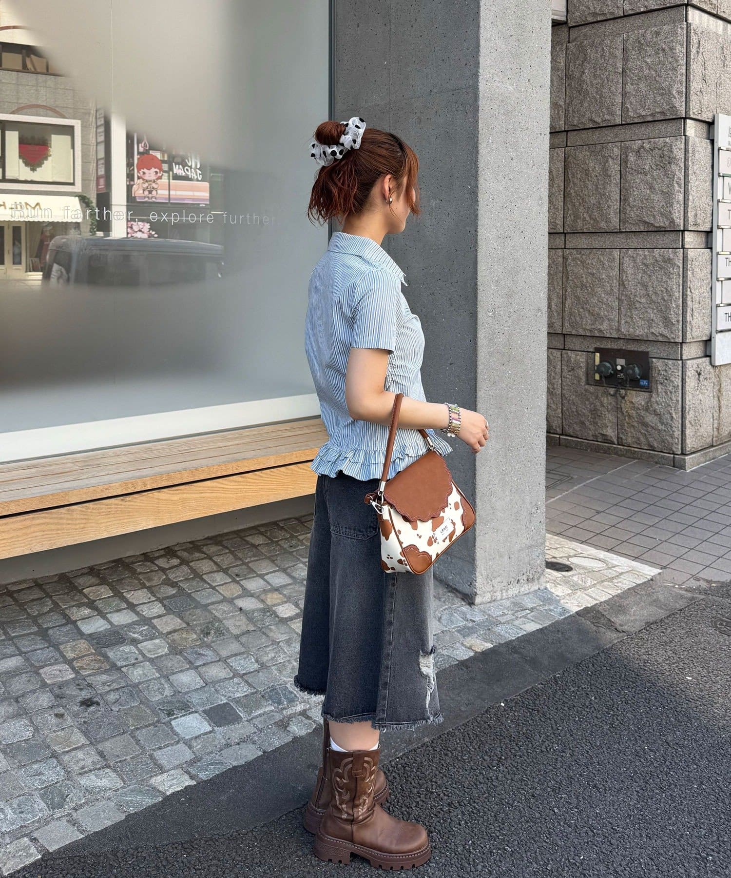 CIAOPANIC(チャオパニック) 【♡20で1500円OFFクーポン！？】【WEB限定】【ドット柄/ストライプ】裾フリルコンパクトシャツ