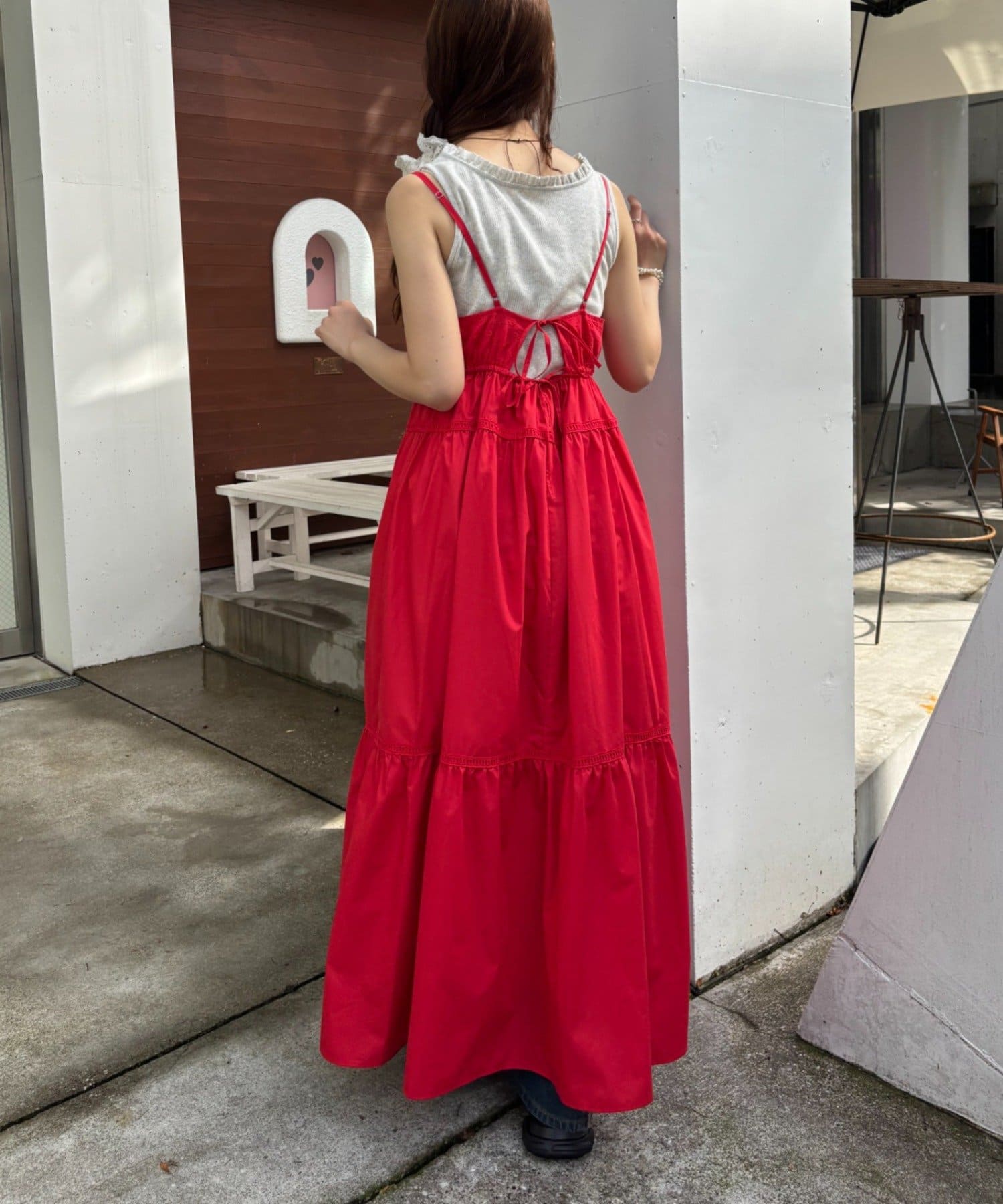 w closet(ダブルクローゼット) レース切替キャミワンピース
