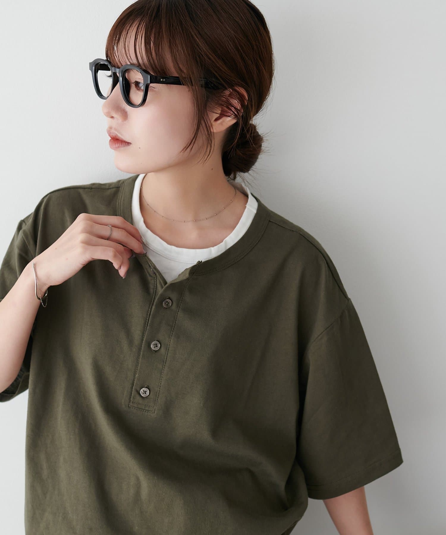 DISCOAT(ディスコート) 【Enlude/接触冷感】フェイクレイヤードヘンリーネックTシャツ《ユニセックス》