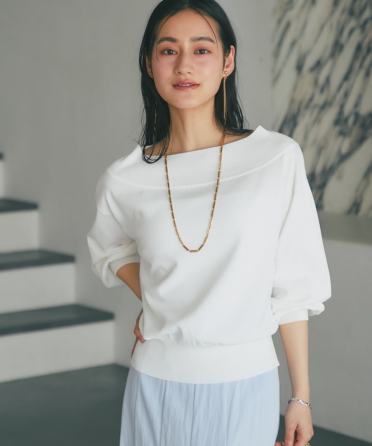 OUTLET(アウトレット) 【La boutique BonBon】クールタッチUVすっきりオフショルニット
