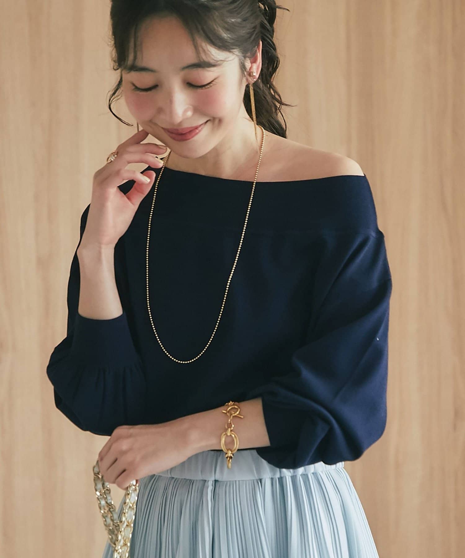OUTLET(アウトレット) 【La boutique BonBon】クールタッチUVすっきりオフショルニット