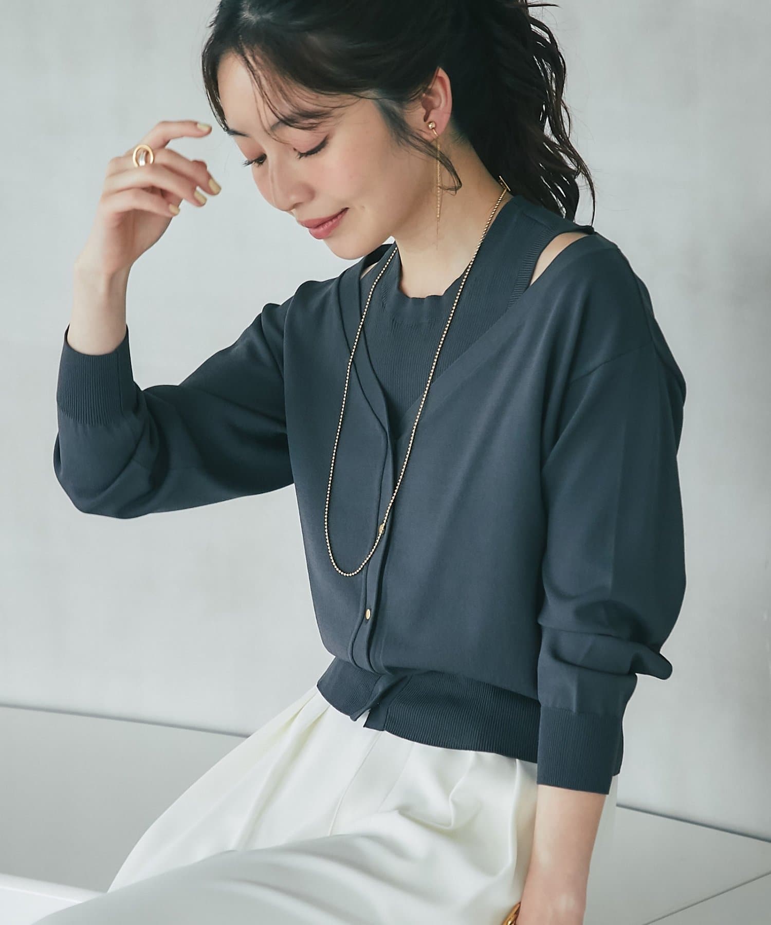 OUTLET(アウトレット) 【La boutique BonBon】クールタッチUVカーディガン風ニット