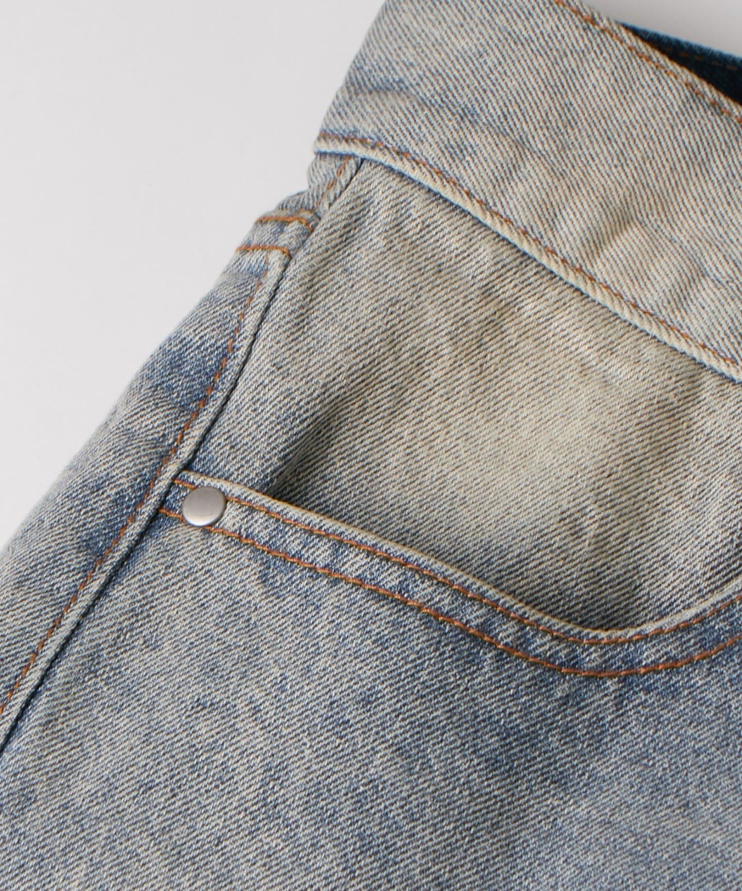OUTLET(アウトレット) 【WHO'S WHO gallery】チェックダメージスタッズデニム