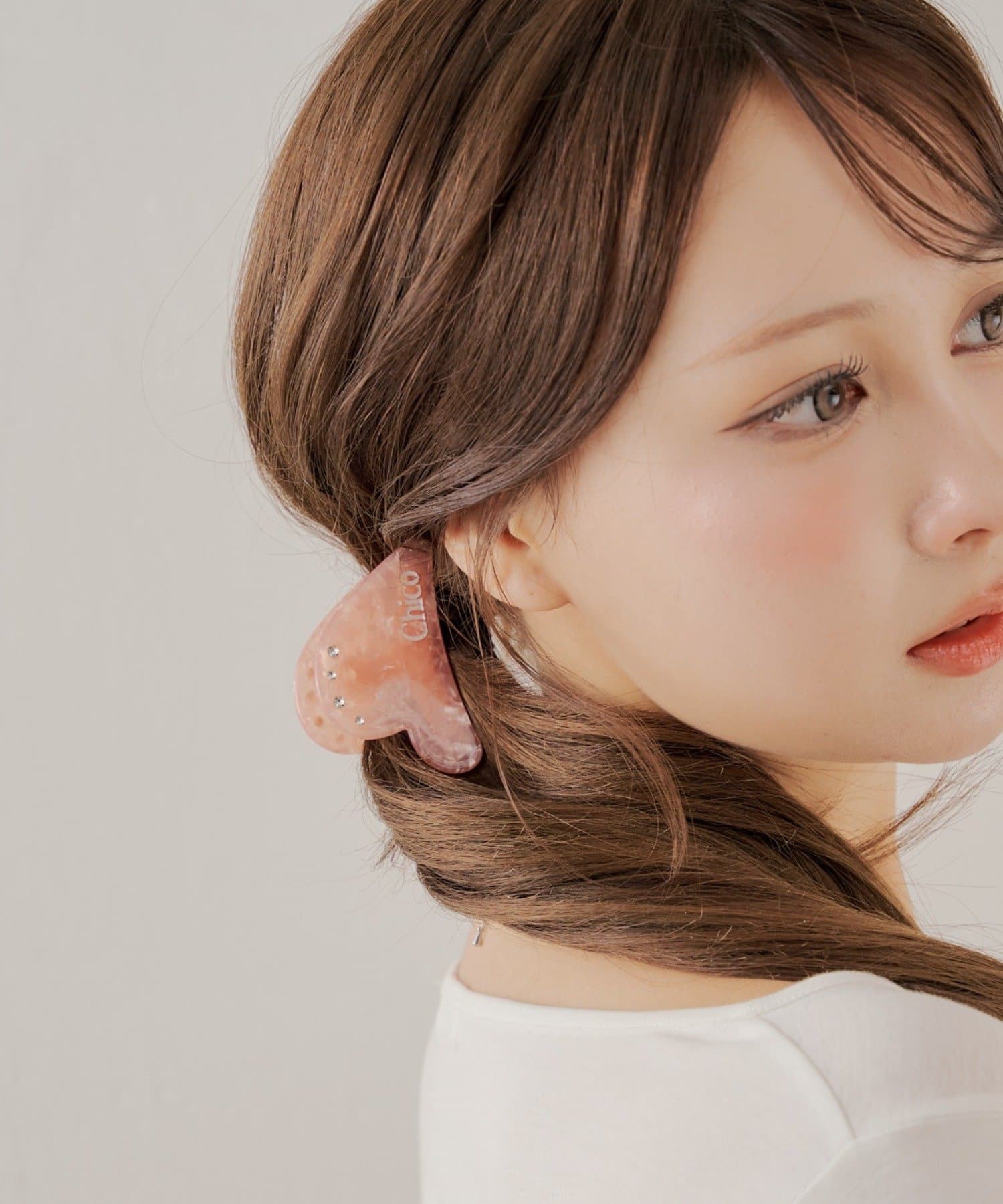 OUTLET(アウトレット) 【Chico】ビジュー付きハートヘアクリップ