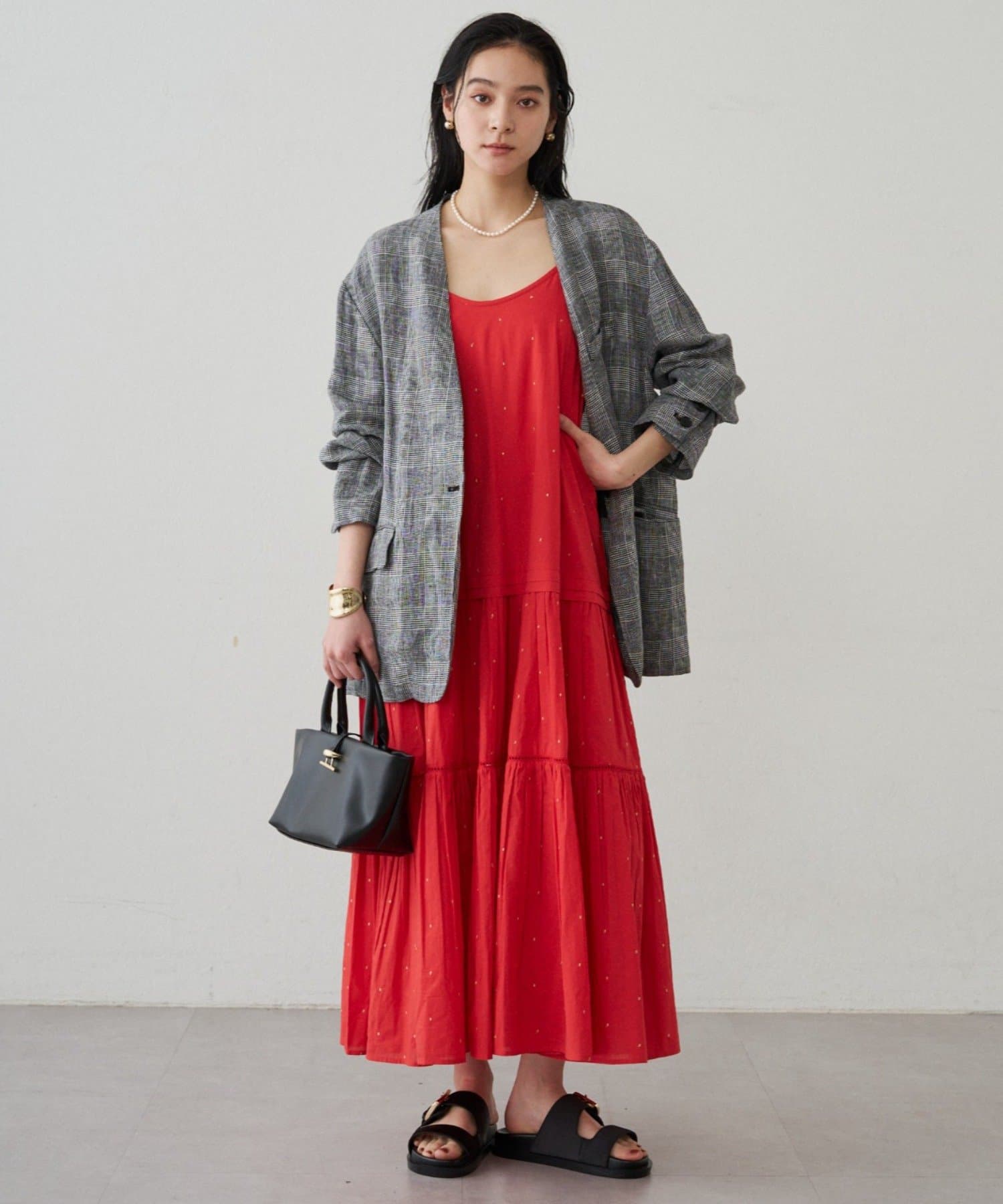 OUTLET(アウトレット) 【Loungedress】【INDIA】刺繍ティアードキャミワンピース