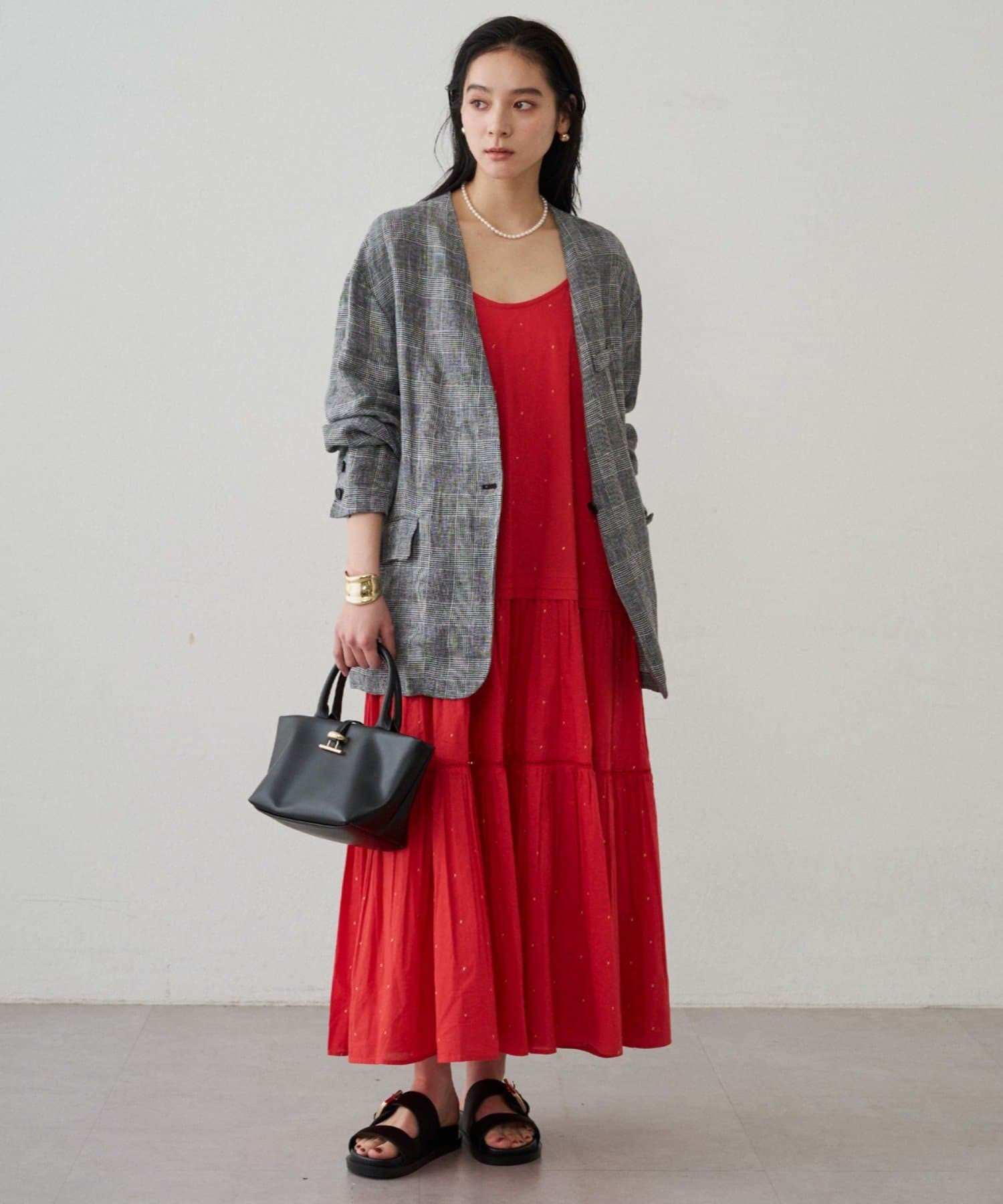 OUTLET(アウトレット) 【Loungedress】【INDIA】刺繍ティアードキャミワンピース