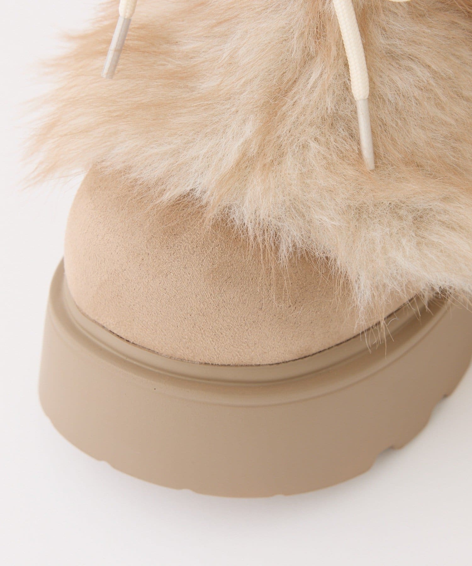 one after another NICE CLAUP(ワンアフターアナザー ナイスクラップ) 【Premium order】リボン付きフェイクファー厚底ブーツ
