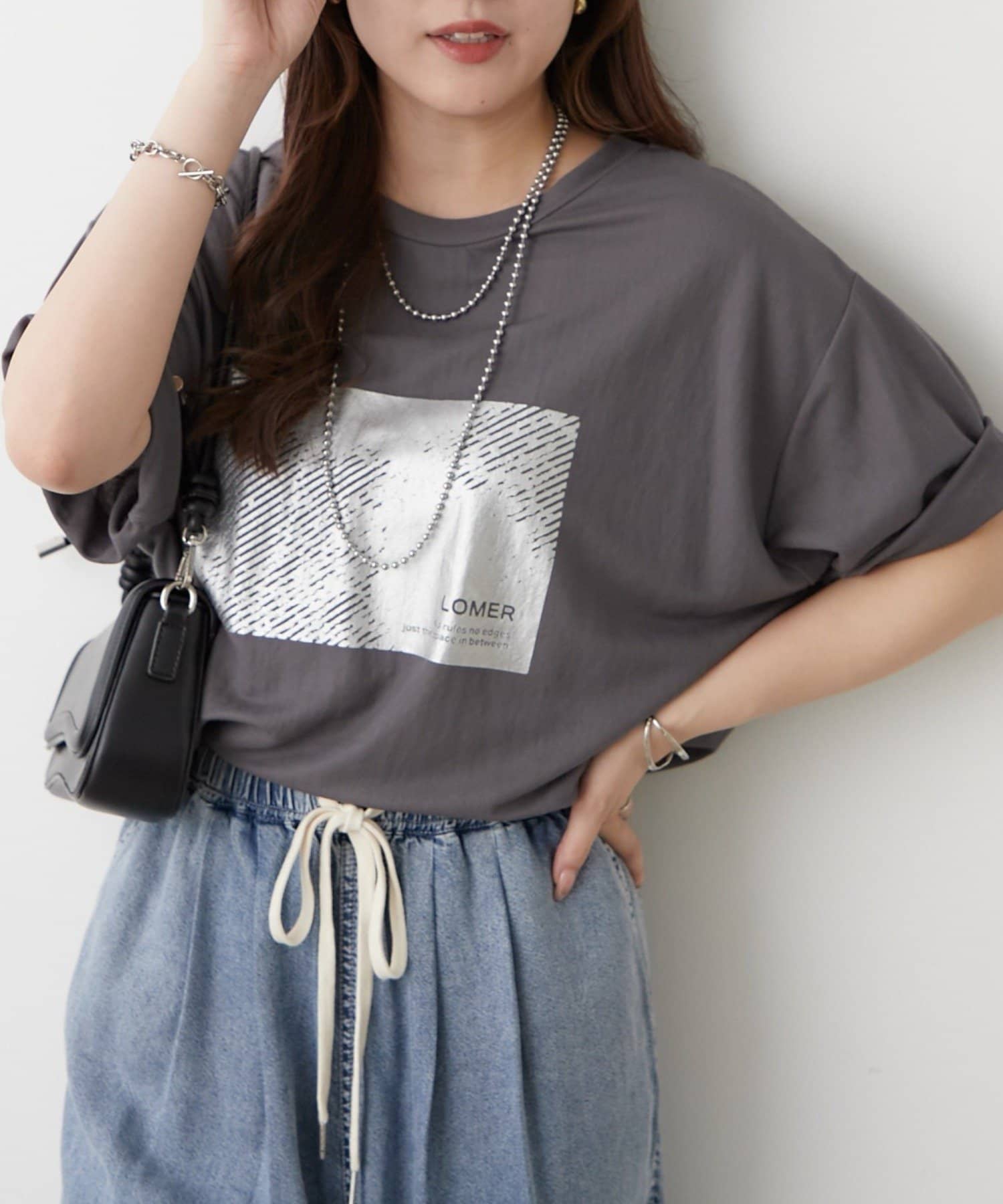 Remind me and forever(リマインドミーアンドフォーエバー) 【ひんやりタッチ】カノコ箔かすれプリントＴシャツ