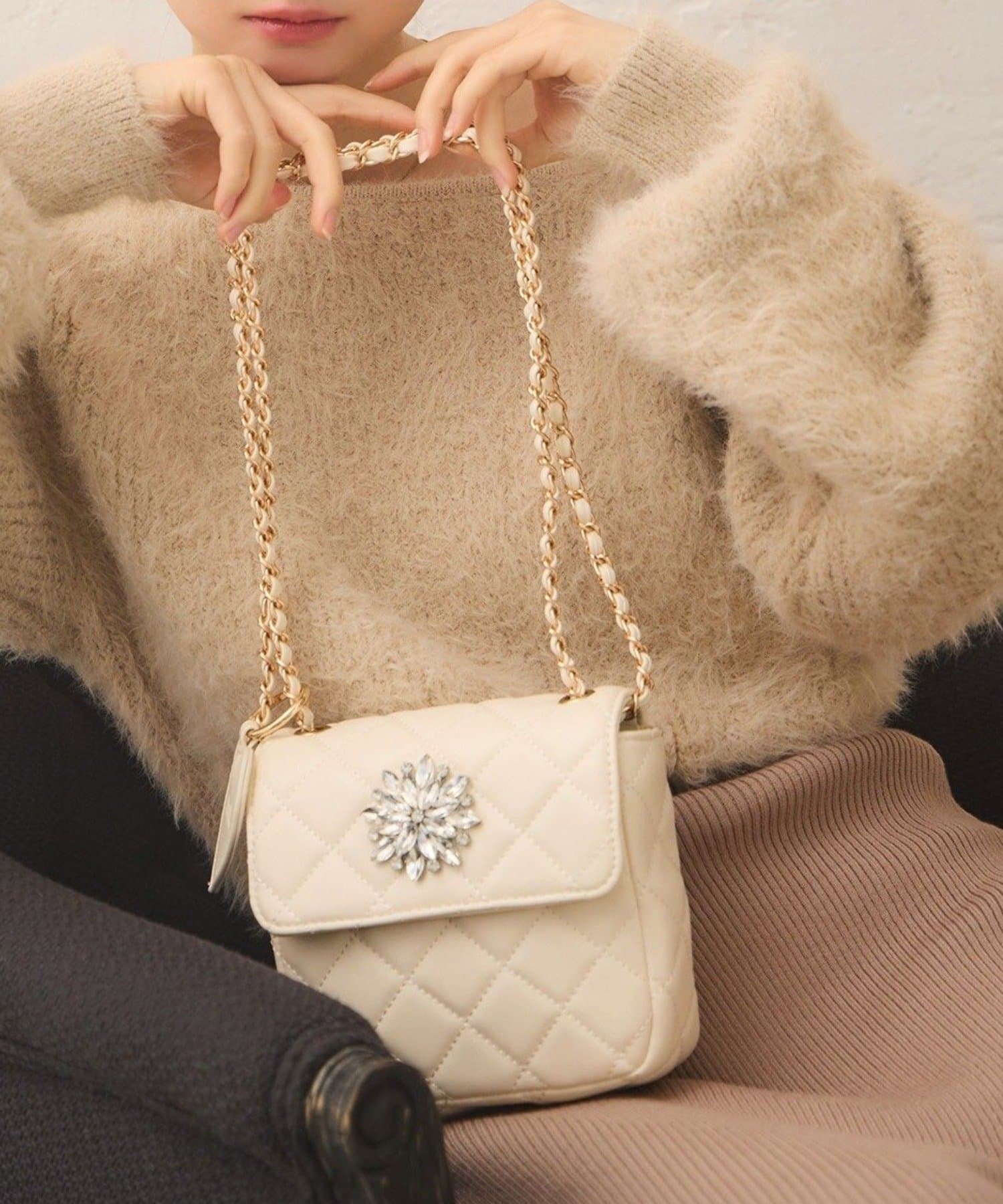 NICE CLAUP / OLIVE des OLIVE OUTLET(ナイスクラップ  / オリーブ デ オリーブ アウトレット) 【Seemi.】キルティングミニバッグ