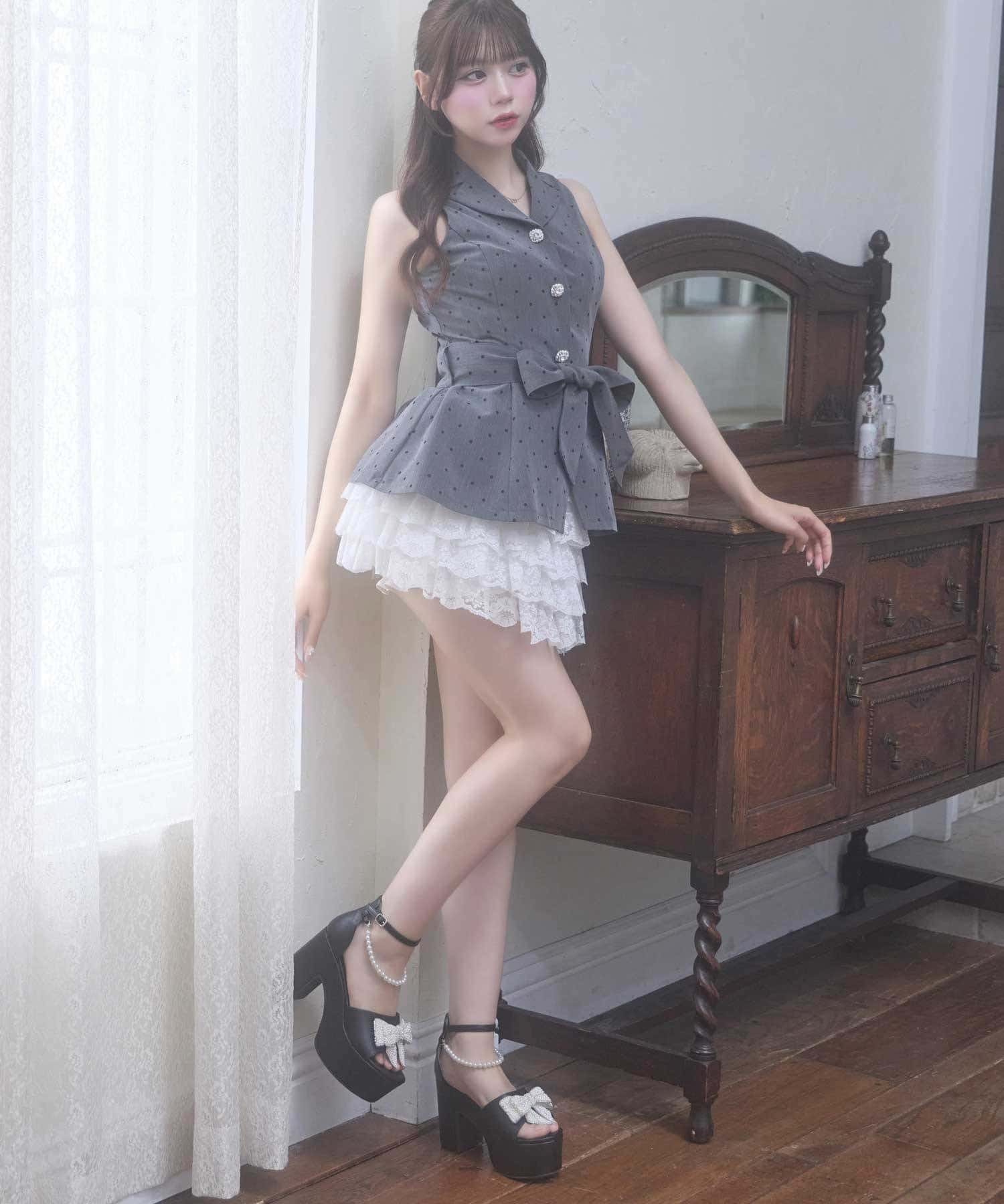 Belle Charme(ベルシャルム) Ribbon Belt Jacket