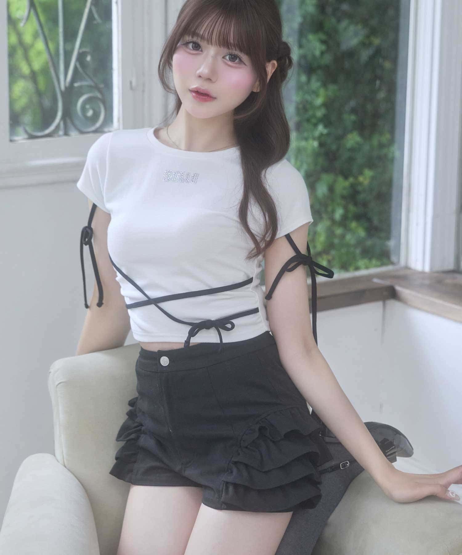 Belle Charme(ベルシャルム) Frill Docking Short Pants