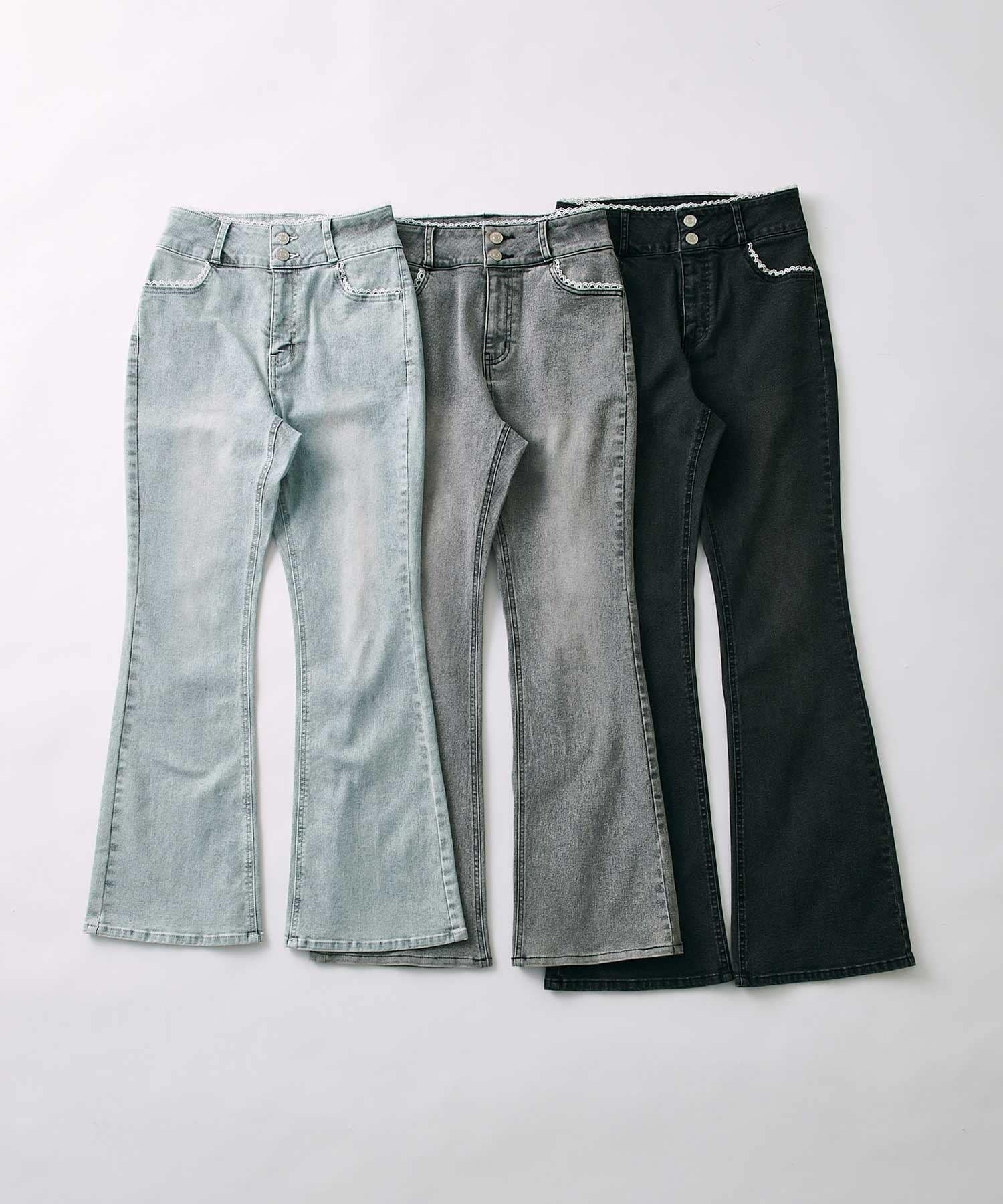Belle Charme(ベルシャルム) BC Logo Lace Flare Denim