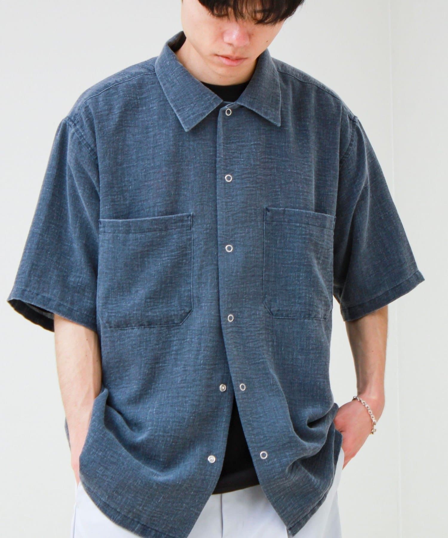 FREDY & GLOSTER(フレディ アンド グロスター) 【セットアップ対応】麻調ウォッシュ ショートスリーブシャツ