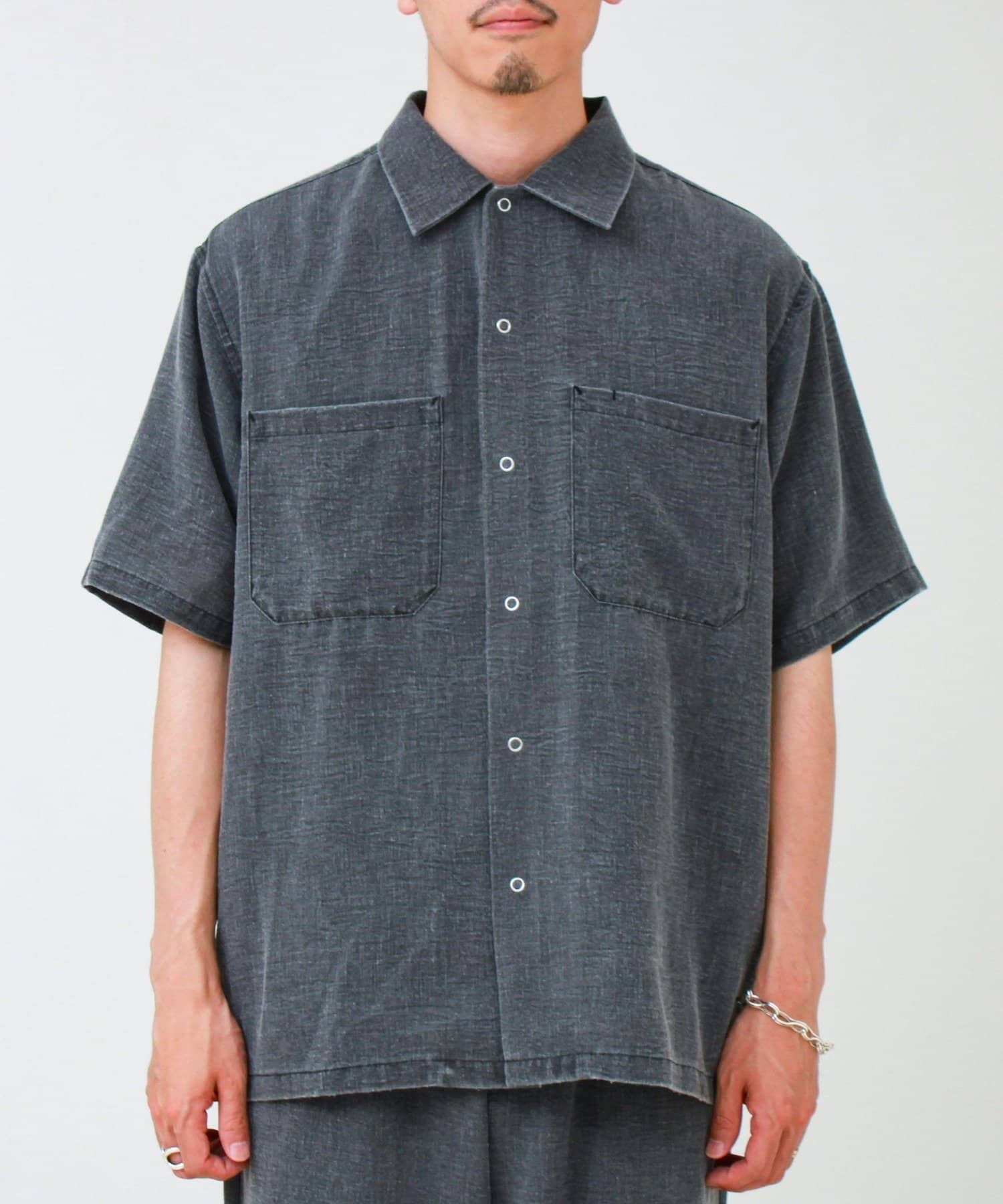 FREDY & GLOSTER(フレディ アンド グロスター) 【セットアップ対応】麻調ウォッシュ ショートスリーブシャツ
