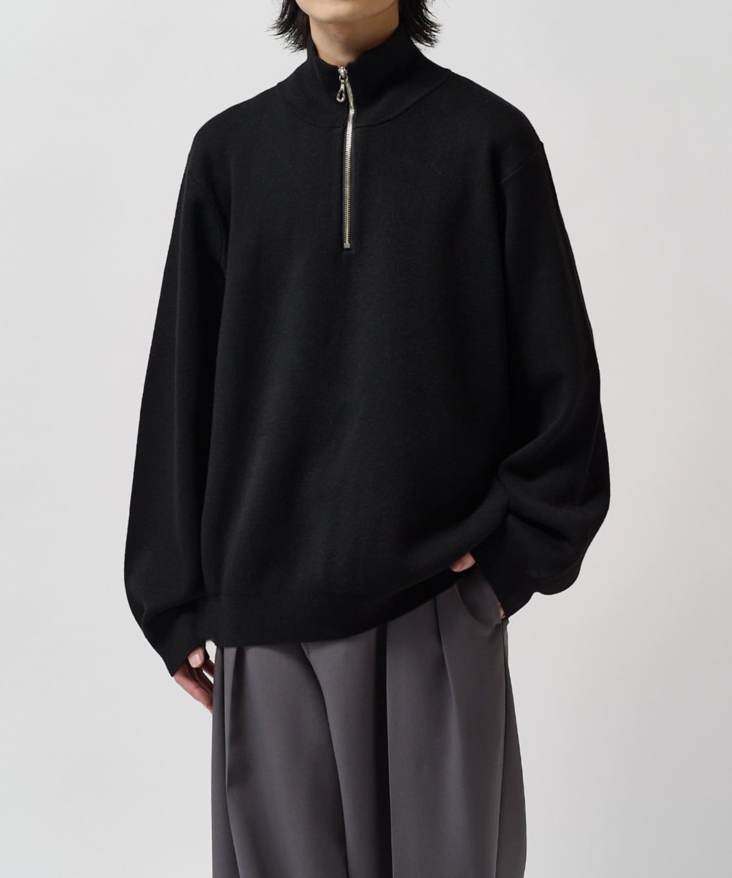 Lui's(ルイス) ウォッシャブルハーフジップニット